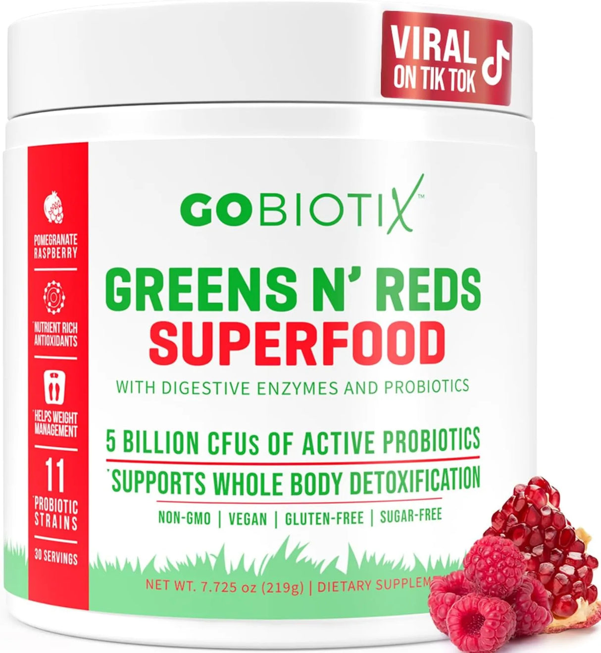 GOBIOTIX - GOBIOTIX Super Greens and Reds Powder Pom Raspberry 219Gr. - The Red Vitamin MX - Suplementos Alimenticios - {{ shop.shopifyCountryName }}