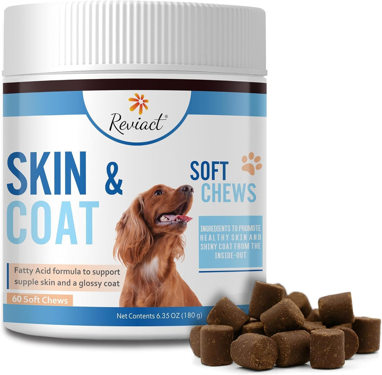 Reviact Skin and Coat Supplement for Dogs 60 Masticables