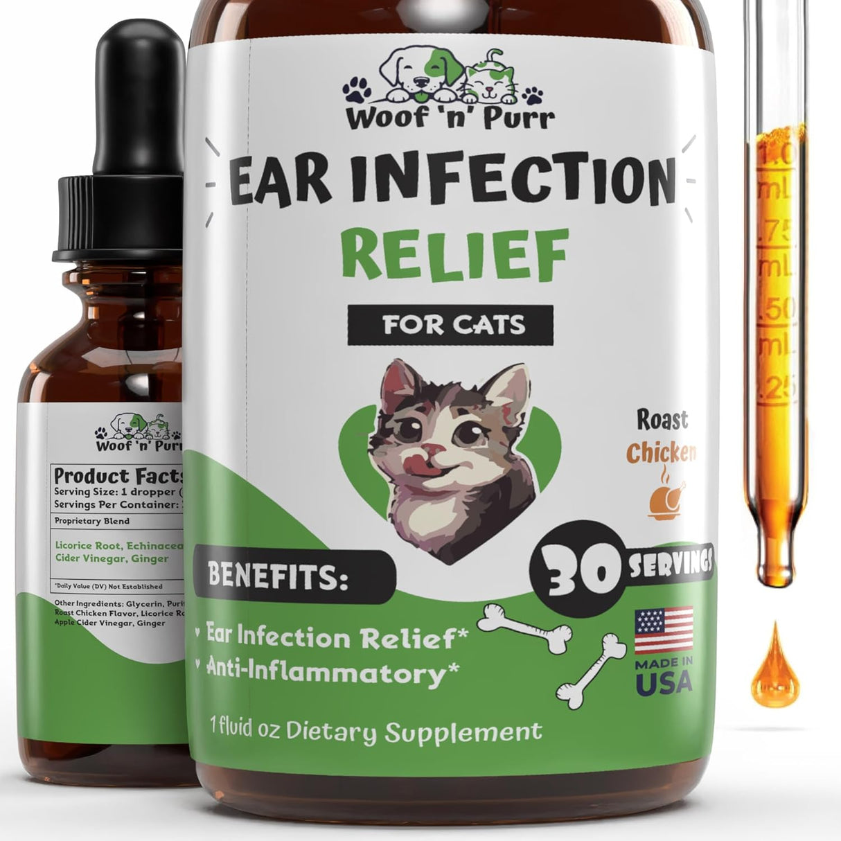 Woof 'n' Purr Natural Cat Ear Infection Treatment 1 Fl.Oz.