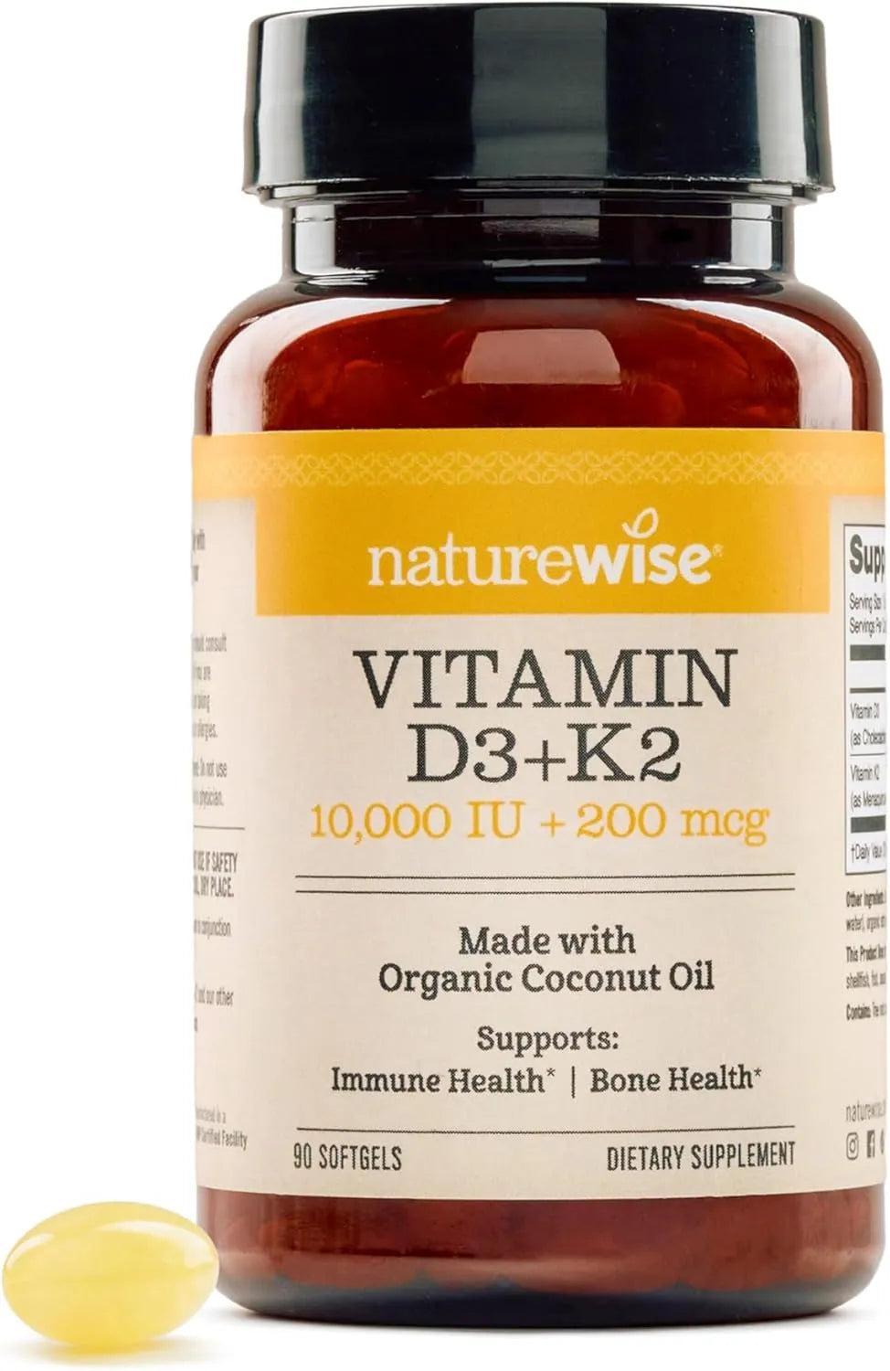 NATUREWISE - NatureWise Vitamin D3 10,000 IU Plus K2 90 Capsulas Blandas - The Red Vitamin MX - Suplementos Alimenticios - {{ shop.shopifyCountryName }}