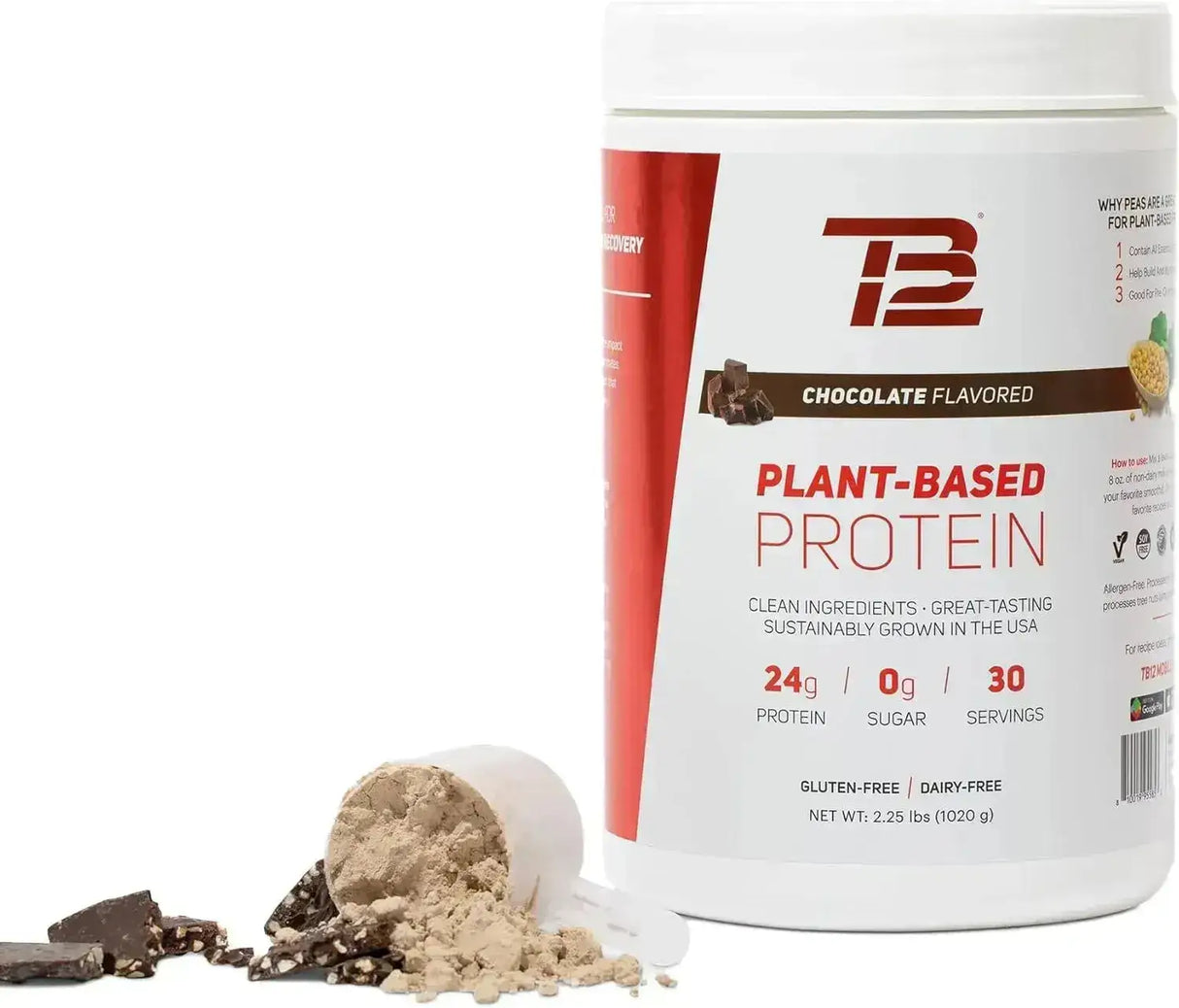 TB12 - TB12 Plant Based Protein Powder Chocolate 30 Servicios 1020Gr. - The Red Vitamin MX - Suplementos Alimenticios - {{ shop.shopifyCountryName }}