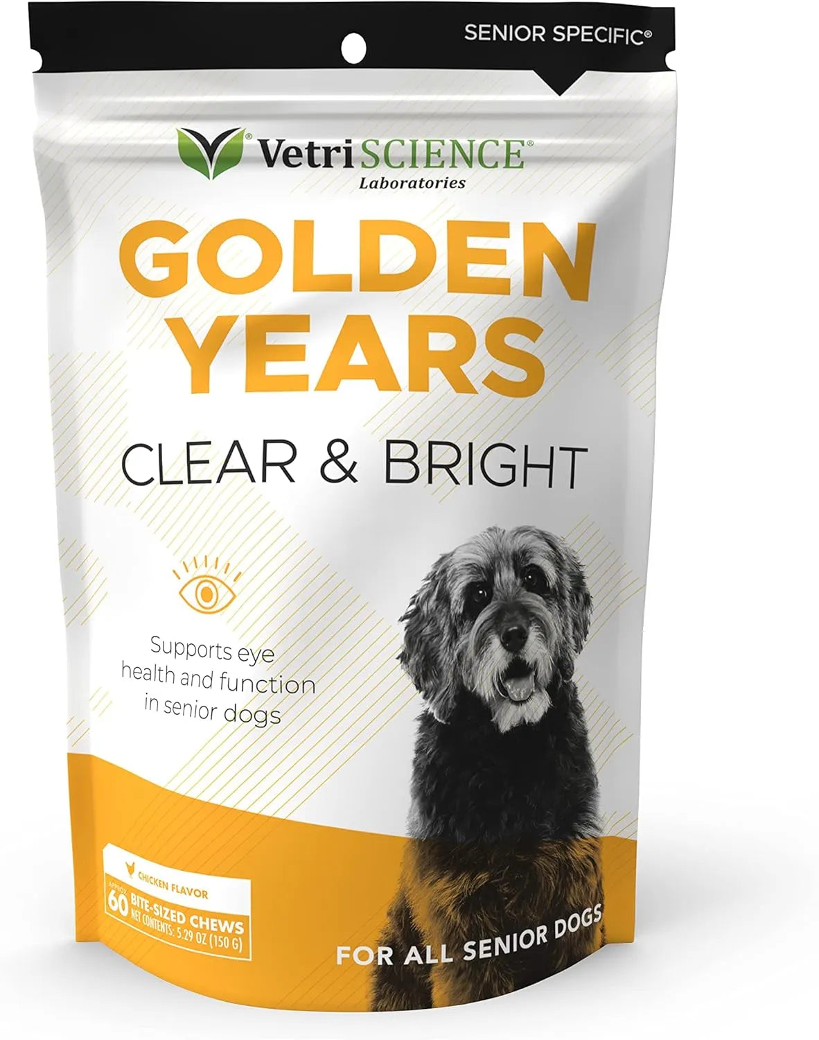 VETRISCIENCE - VetriScience Golden Years Clear and Bright Vision Support for Senior Dogs Chicken Flavor 60 Masticables - The Red Vitamin MX - Cuidado De Los Ojos De Los Perros - {{ shop.shopifyCountryName }}