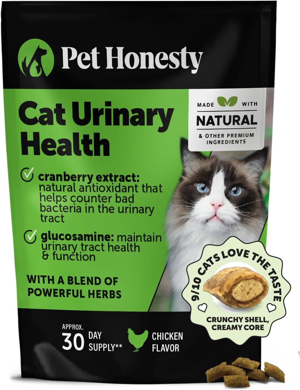 Pet Honesty Cat Urinary Tract Health Crunchy & Creamy Chews 30 Day Supply