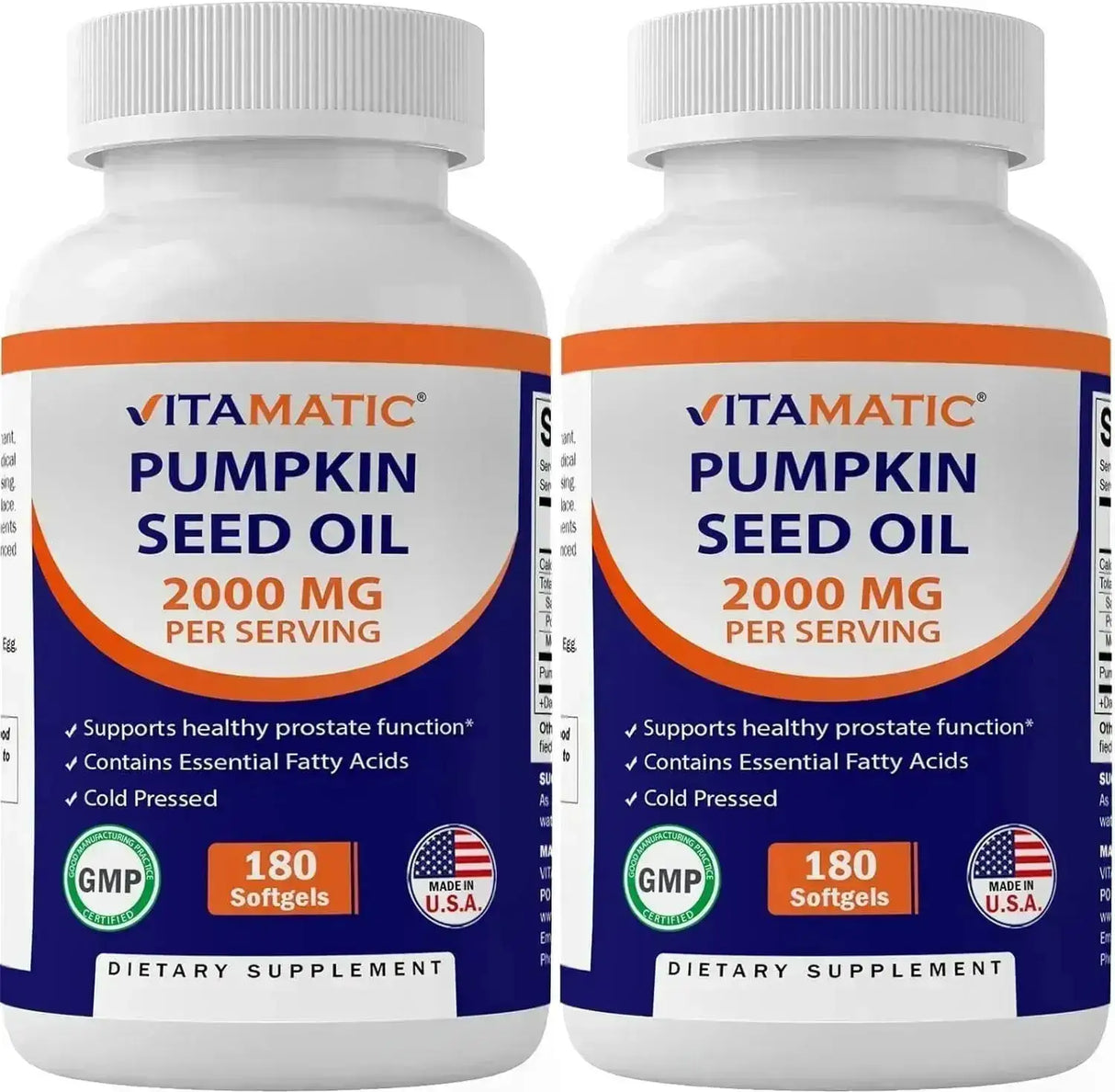 VITAMATIC - Vitamatic Pumpkin Seed Oil 2000Mg. 180 Capsulas Blandas 2 Pack - The Red Vitamin MX - Suplementos Alimenticios - {{ shop.shopifyCountryName }}
