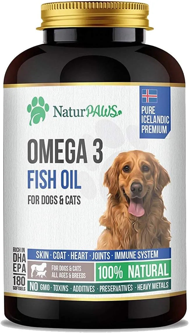 NATURPAWS - NATURPAWS Omega 3 Fish Oil Supplement for Dogs and Cats 180 Capsulas Blandas - The Red Vitamin MX - Aceite De Pescado Para Perros - {{ shop.shopifyCountryName }}