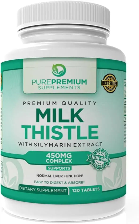 PUREPREMIUM SUPPLEMENTS - PurePremium Milk Thistle Supplement with Silymarin 450Mg. 120 Tabletas - The Red Vitamin MX - Suplementos Alimenticios - {{ shop.shopifyCountryName }}