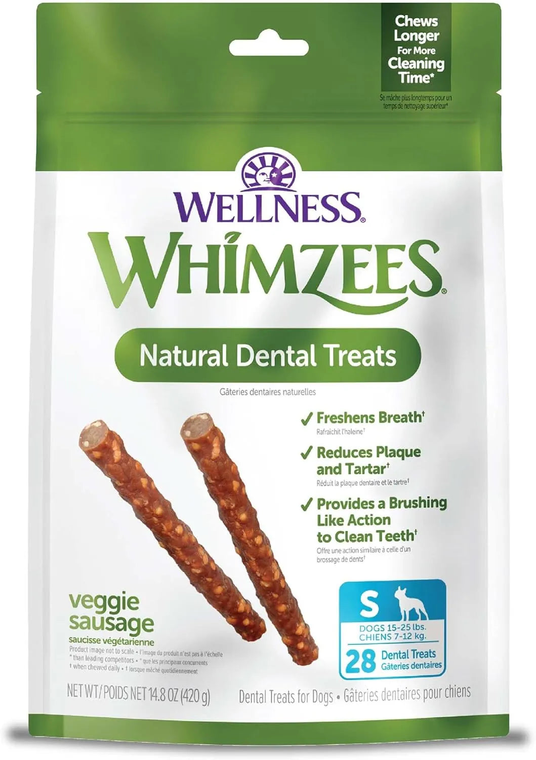WELLNESS WHIMZEES - Wellness WHIMZEES Veggie Sausage Dog Dental Treats Small Size Stick 28 Piezas - The Red Vitamin MX - Cuidado Dental Para Perros - {{ shop.shopifyCountryName }}