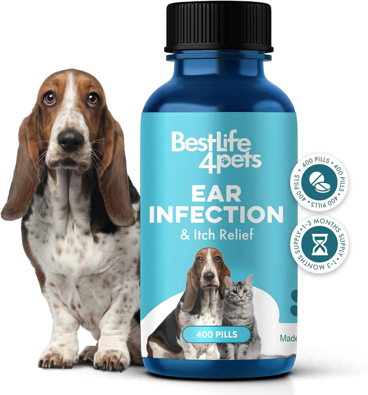 BESTLIFE4PETS - BestLife4Pets Itch Relief and Ear Infection Treatment for Dogs & Cats 400 Pastillas - The Red Vitamin MX - Cuidado Del Oído De Perros - {{ shop.shopifyCountryName }}