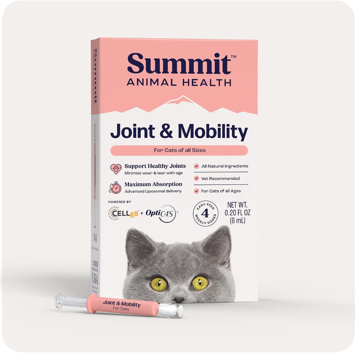 Summit Feline Pain Relief Supplement Inflammation Hip & Joint Support Vitamin for Cats 6Ml.