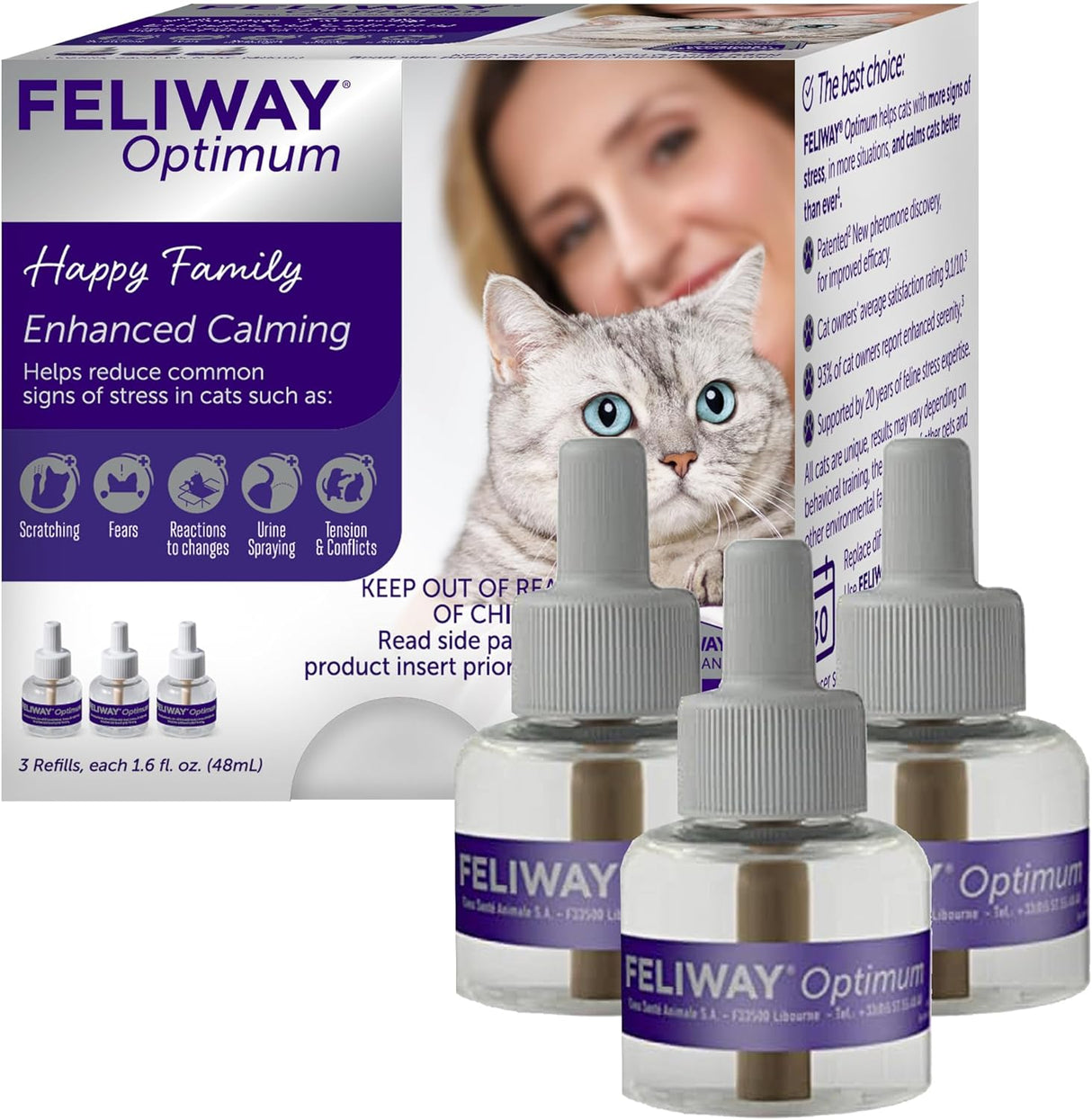 FELIWAY Optimum 30 Day Cat Calming Refill for Pheromone Diffuser 3 Pack