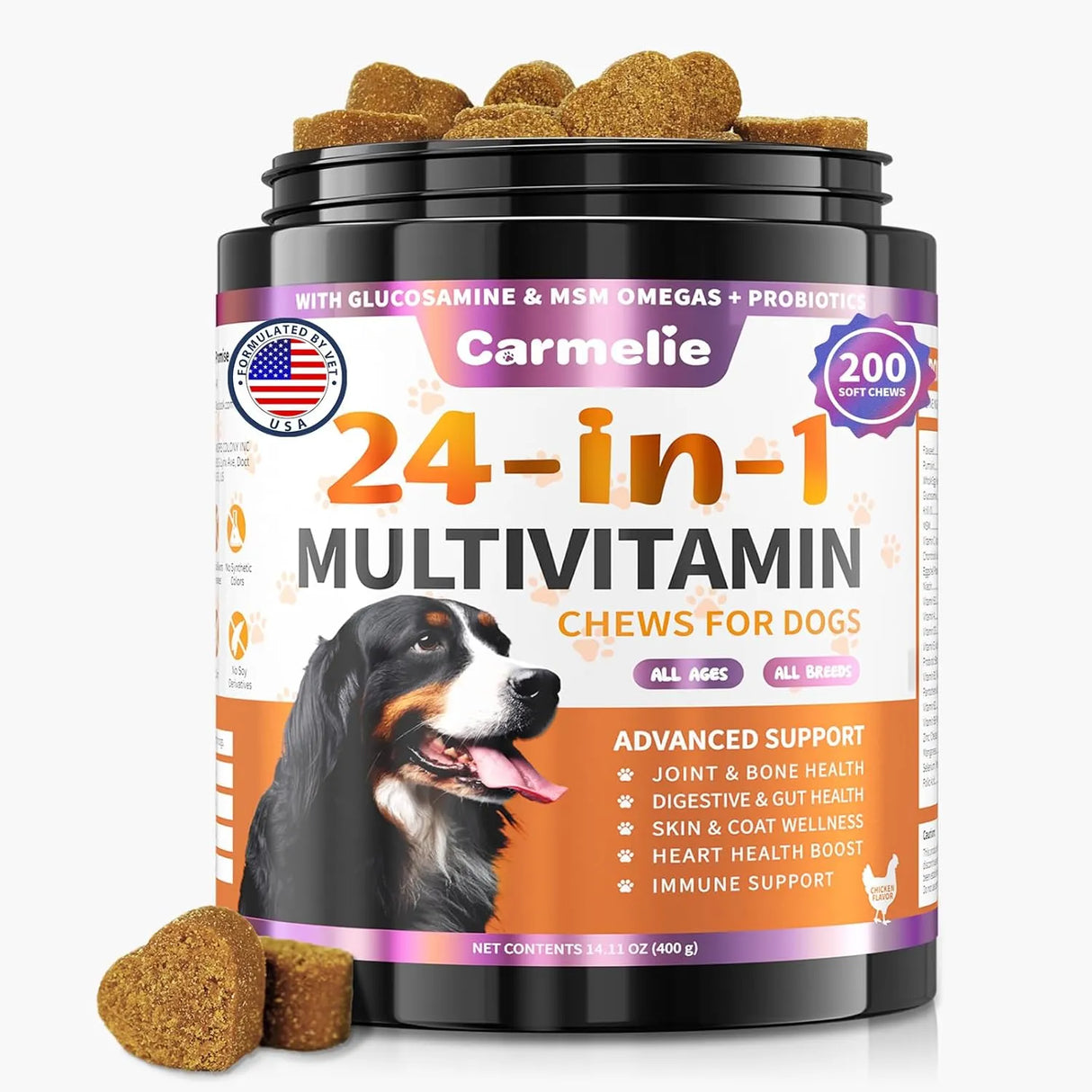 CARMELIE - Carmelie 24 in 1 Dog Vitamins 200 Masticables - The Red Vitamin MX - Multivitamínicos Para Perros - {{ shop.shopifyCountryName }}