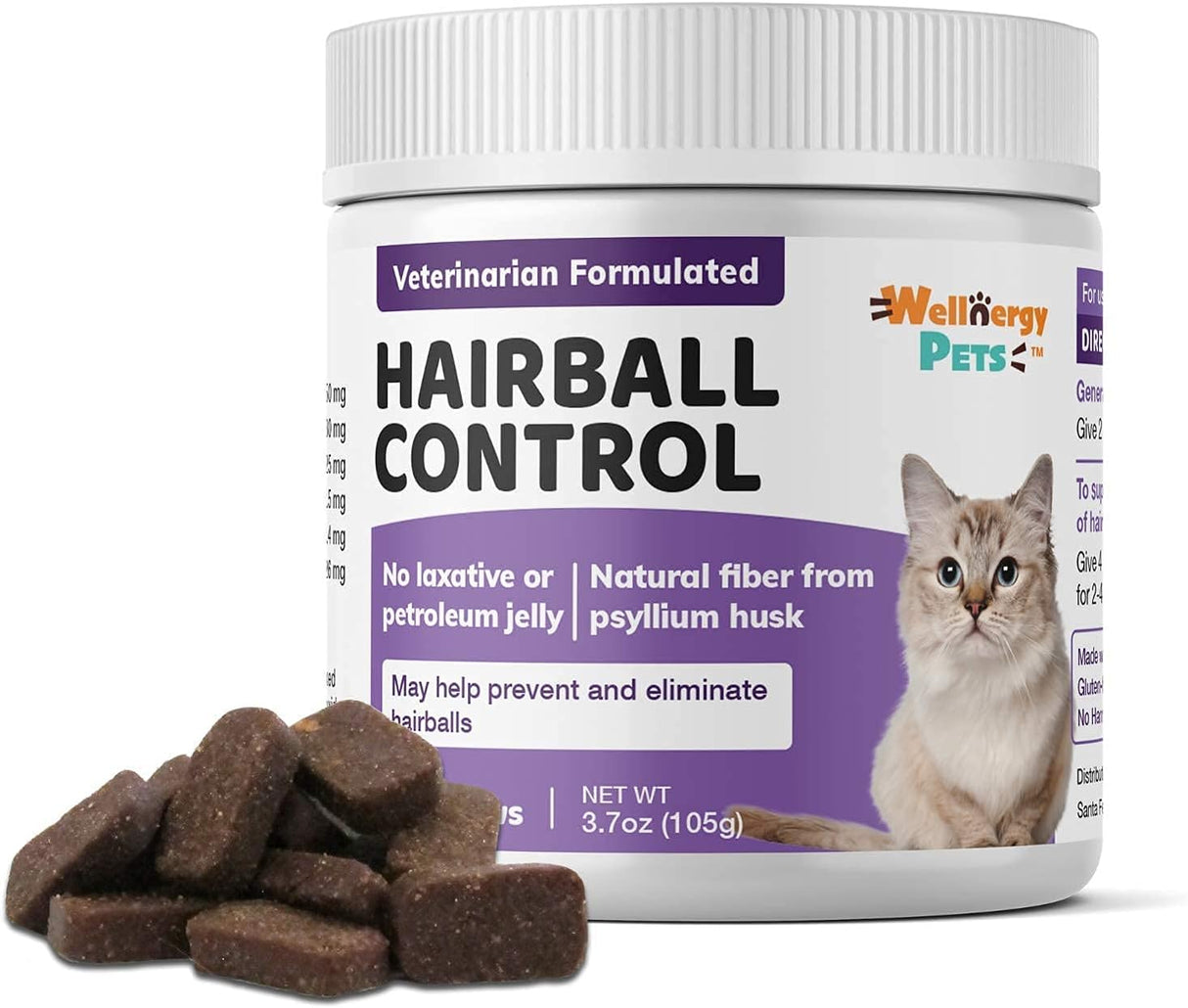 Wellnergy Pets Natural Hairball Control Chews for Cats 70 Masticables