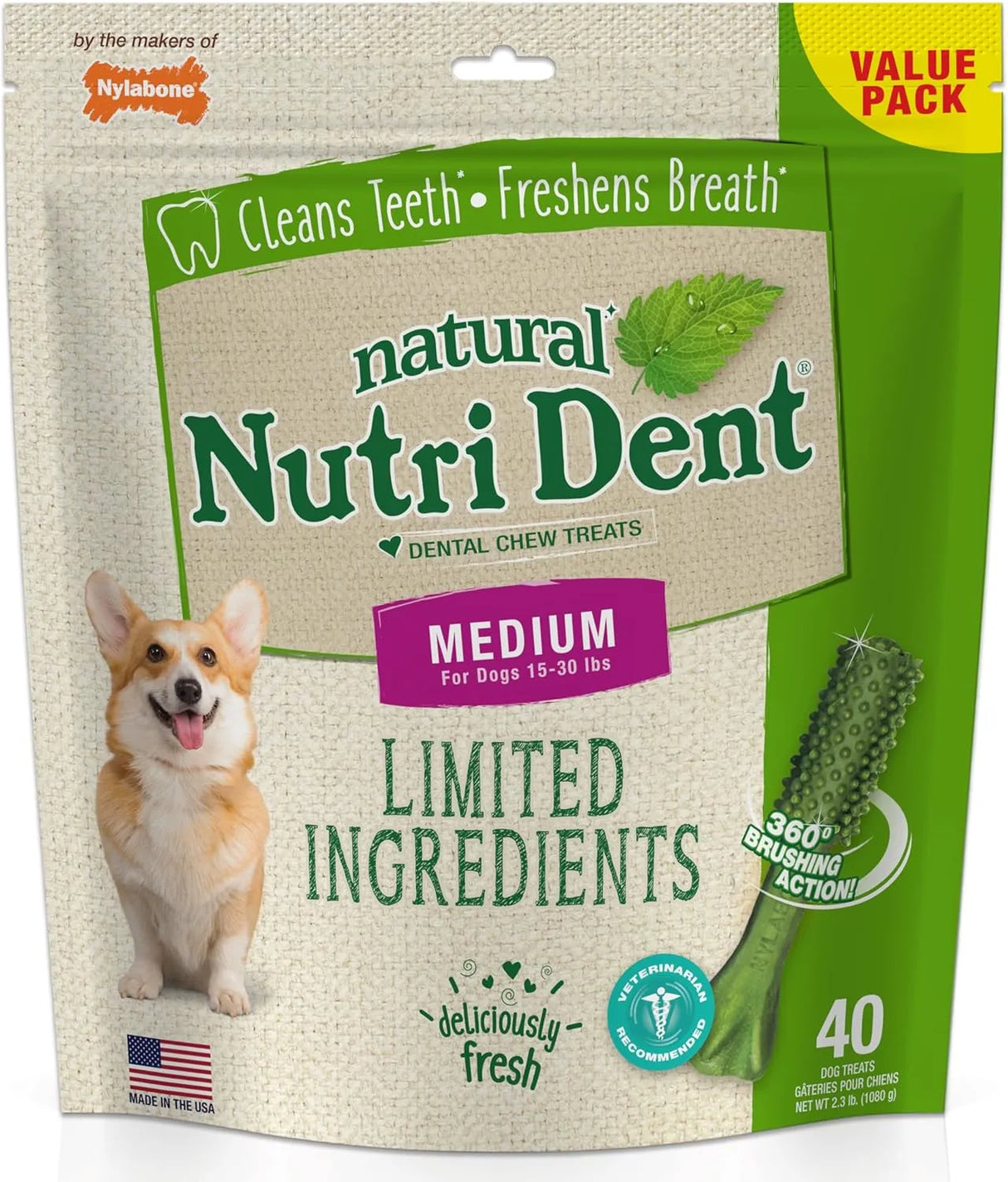 NYLABONE - Nylabone Nutri Dent Dog Dental Treats Fresh Breath Flavor Medium 40 Piezas - The Red Vitamin MX - Cuidado Dental Para Perros - {{ shop.shopifyCountryName }}