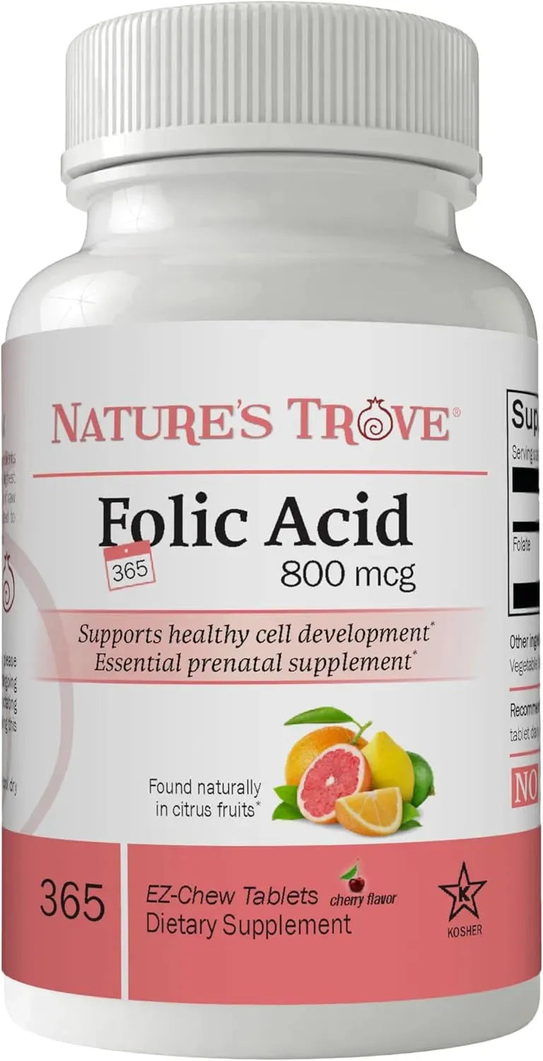 NATURE´S TROVE - Nature's Trove Folic Acid 800mcg 365 Tabletas Masticables - The Red Vitamin MX - Suplementos Alimenticios - {{ shop.shopifyCountryName }}