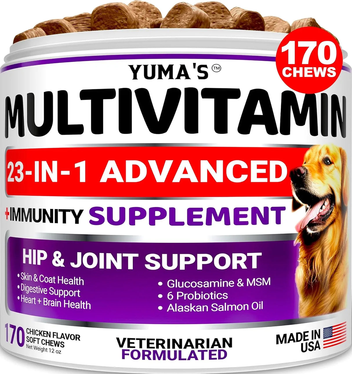 YUMA'S - YUMA'S Dog Multivitamin Chewable with Glucosamine 170 Masticables - The Red Vitamin MX - Multivitamínicos Para Perros - {{ shop.shopifyCountryName }}