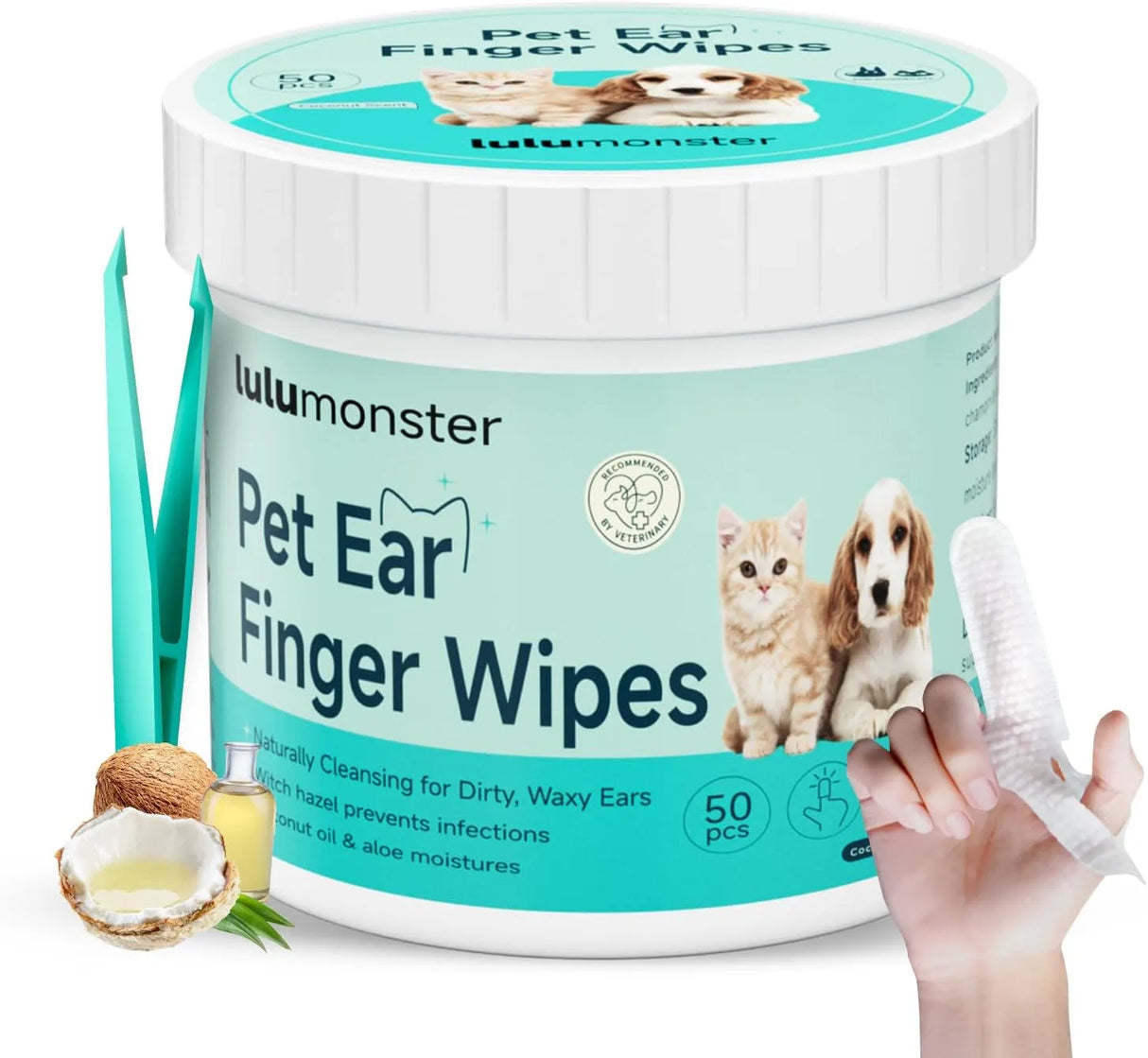 LULUMONSTER - LULUMONSTER Ear Cleaner Finger Wipes for Dog & Cat Unscented 50 Toallitas - The Red Vitamin MX - Cuidado Del Oído De Perros - {{ shop.shopifyCountryName }}