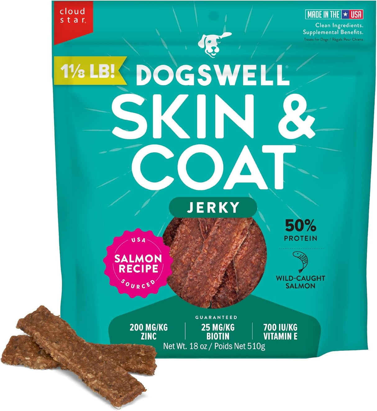 Dogswell Skin & Coat Mini Jerky Dog Treats Salmon 510Gr.