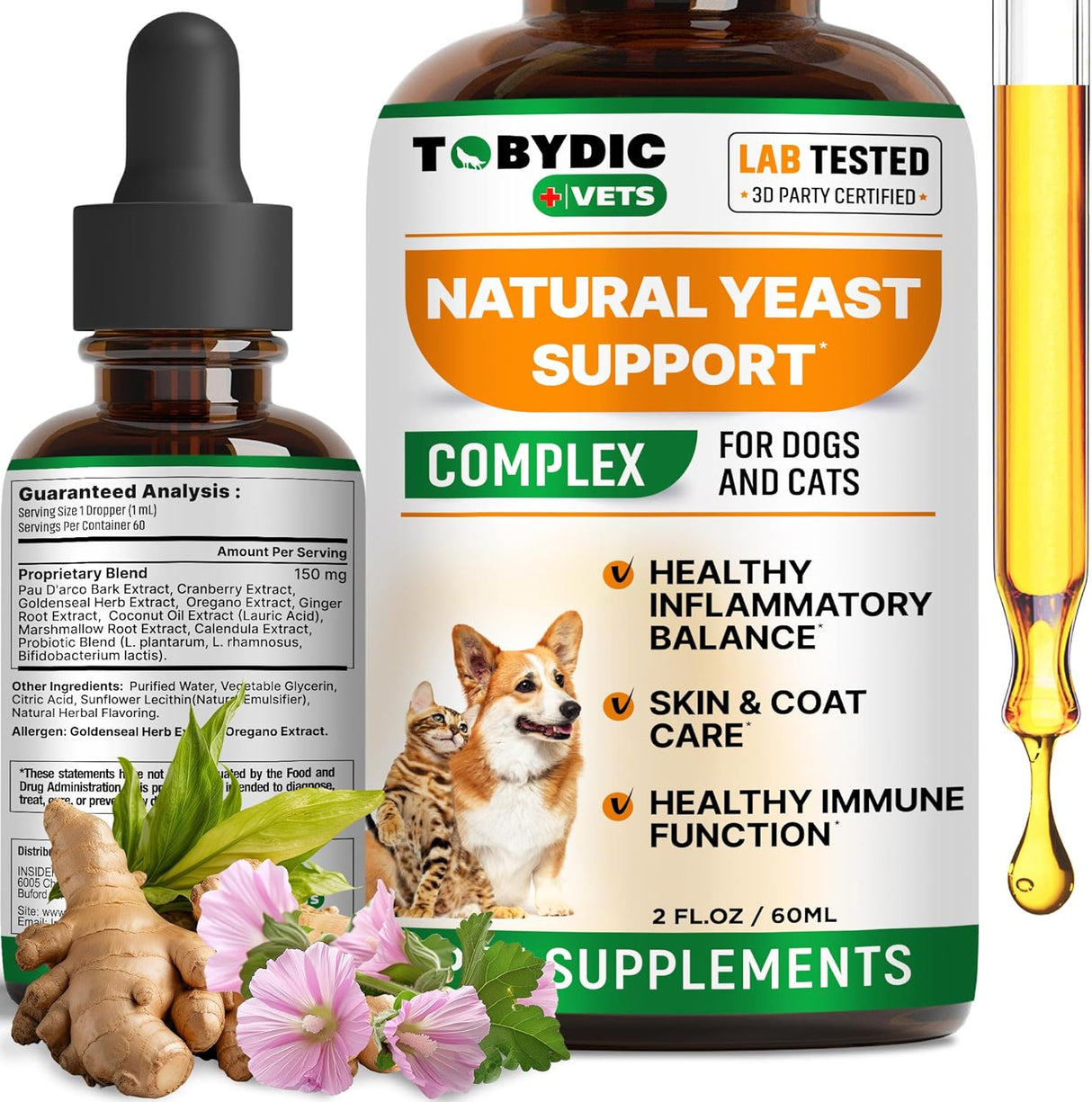 TOBYDIC Natural Cats & Dog Yeast Infection Relief 2 Fl.Oz.
