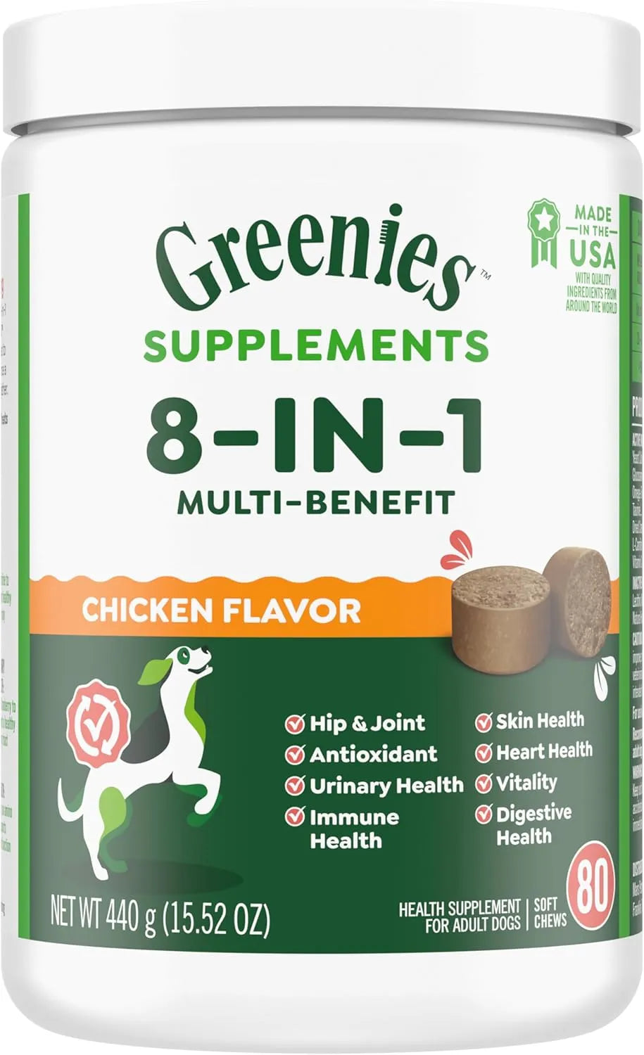 GREENIES - Greenies Dog Supplements 8-in-1 Multi-Benefit Chicken Flavor 80 Masticables - The Red Vitamin MX - Multivitamínicos Para Perros - {{ shop.shopifyCountryName }}