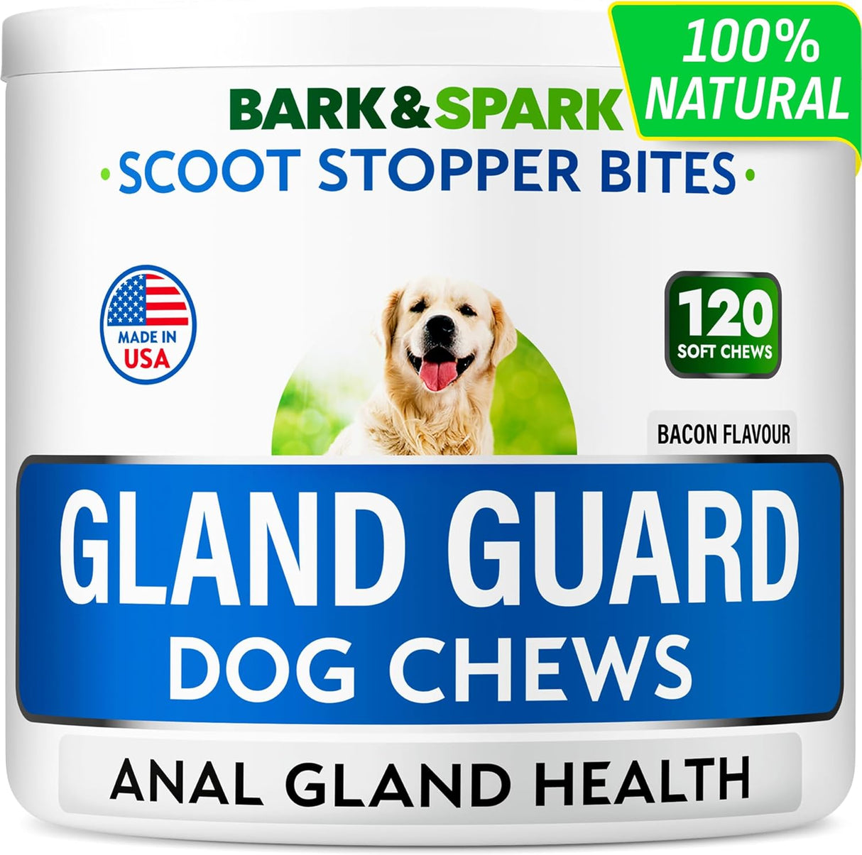 BARK&Spark Dog Anal Gland Treatment Chews Bacon Flavor 120 Masticables
