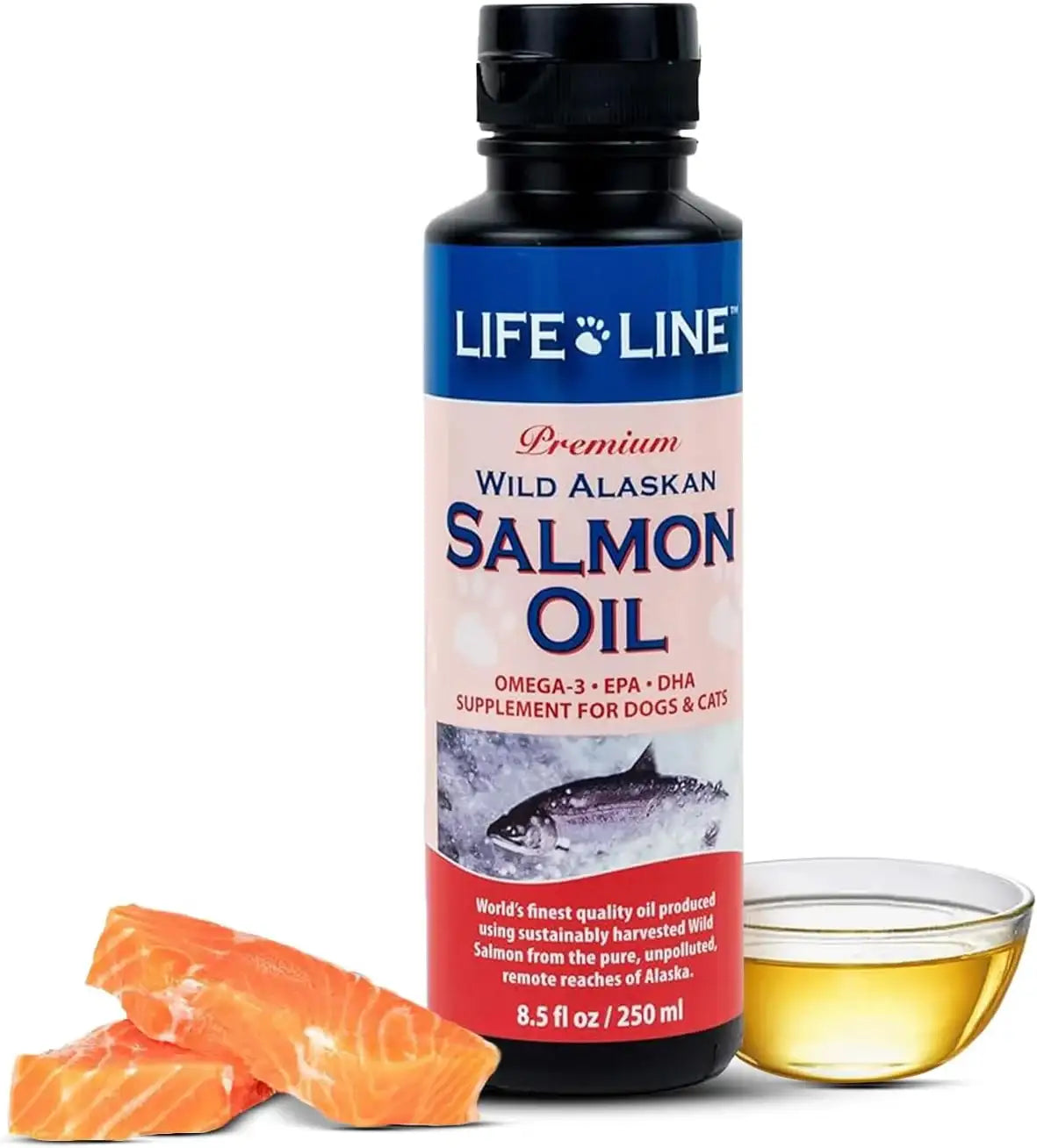 LIFE LINE PET NUTRITION - Life Line Pet Nutrition Wild Alaskan Salmon Oil Omega-3 8.5 Fl.Oz. - The Red Vitamin MX - Aceite De Pescado Para Perros - {{ shop.shopifyCountryName }}
