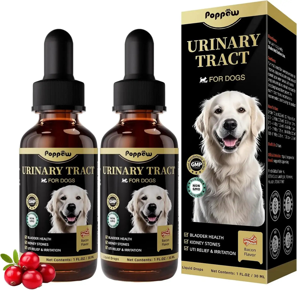 POPPAW - POPPAW Dog UTI Treatment & Urinary Tract Support Bacon Flavor 2 Fl.Oz. 2 Pack - The Red Vitamin MX - Salud De Tracto Urinario Para Perros - {{ shop.shopifyCountryName }}