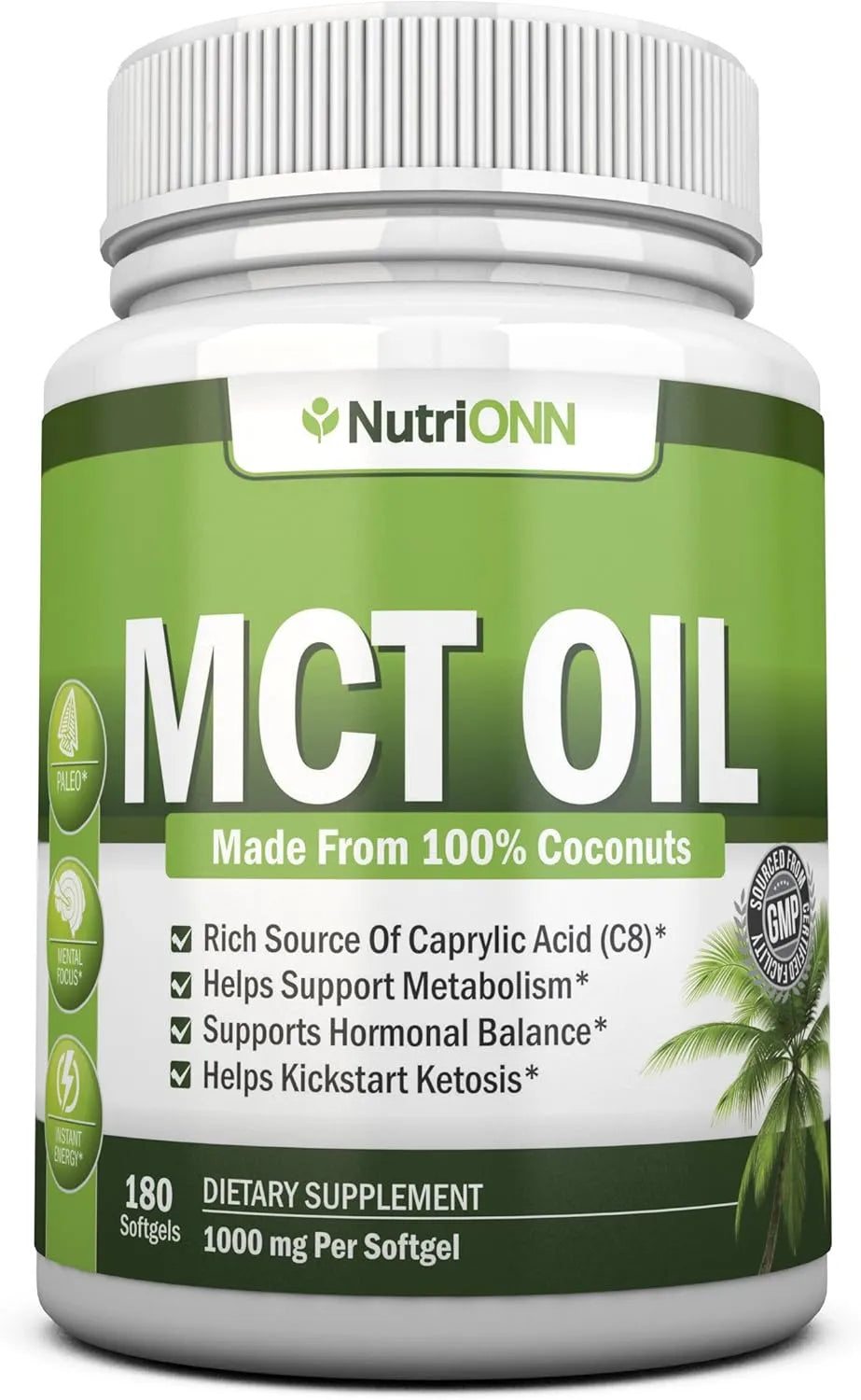 NUTRIONN - NutriONN MCT Oil 3000Mg. 180 Capsulas Blandas - The Red Vitamin MX - Suplementos Alimenticios - {{ shop.shopifyCountryName }}