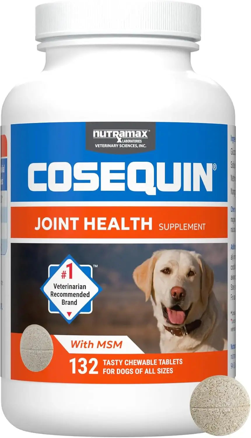 NUTRAMAX - Nutramax Laboratories Cosequin Maximum Strength Joint Health Supplement for Dogs 132 Tabletas Masticables - The Red Vitamin MX - Cuidado De Cadera Y Articulaciones Para Perros - {{ shop.shopifyCountryName }}