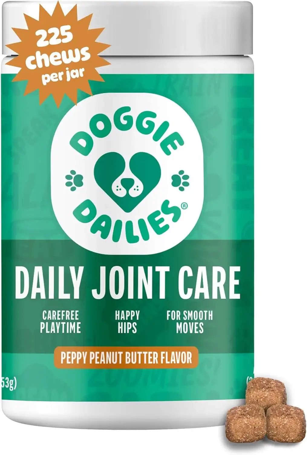 DOGGIE DAILIES - Doggie Dailies Daily Joint Care Glucosamine for Dogs Peanut Butter 225 Masticables - The Red Vitamin MX - Cuidado De Cadera Y Articulaciones Para Perros - {{ shop.shopifyCountryName }}