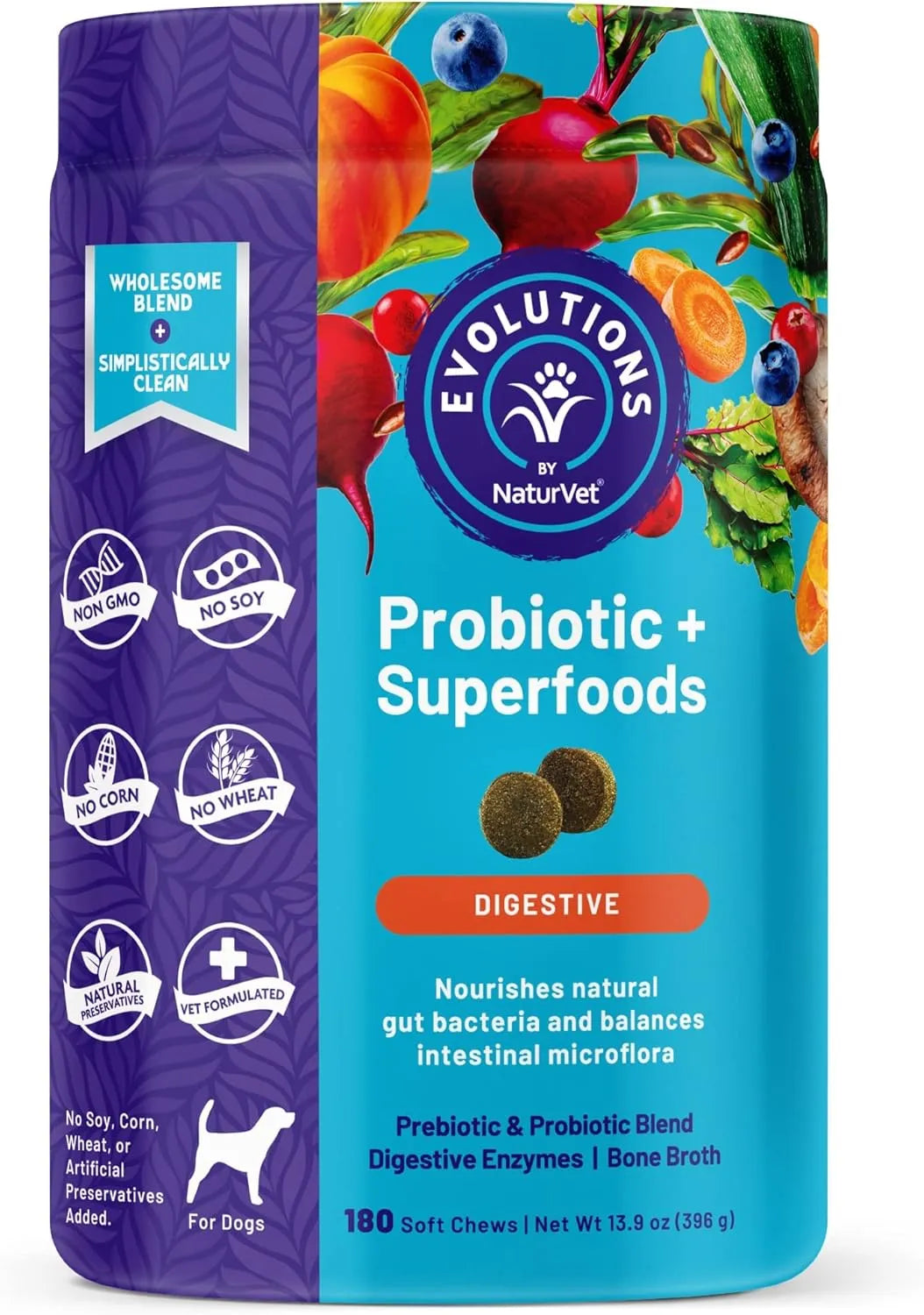 NATURVET - NaturVet Evolutions Probiotic & Superfoods 180 Masticables - The Red Vitamin MX - Probióticos Para Perros - {{ shop.shopifyCountryName }}