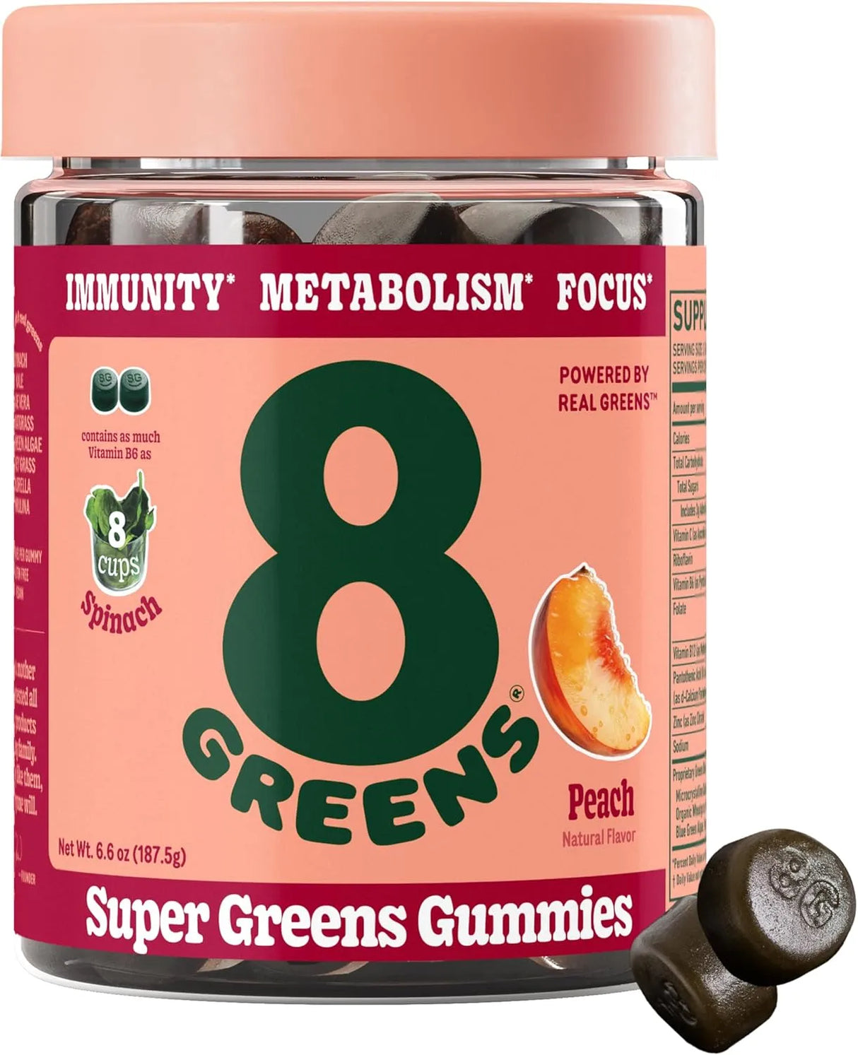 8GREENS - 8Greens Supergreens Gummies Peach Flavor 50 Gomitas - The Red Vitamin MX - Suplementos Alimenticios - {{ shop.shopifyCountryName }}