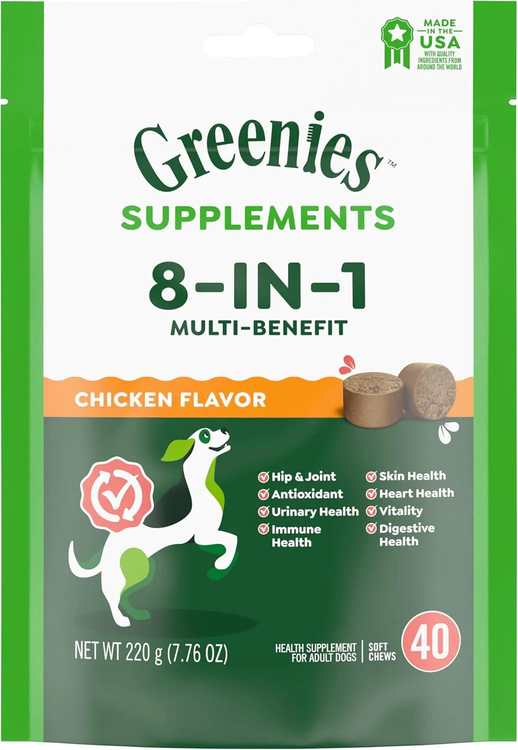 GREENIES - Greenies Dog Supplements 8-in-1 Multi-Benefit Chicken Flavor 40 Masticables - The Red Vitamin MX - Multivitamínicos Para Perros - {{ shop.shopifyCountryName }}