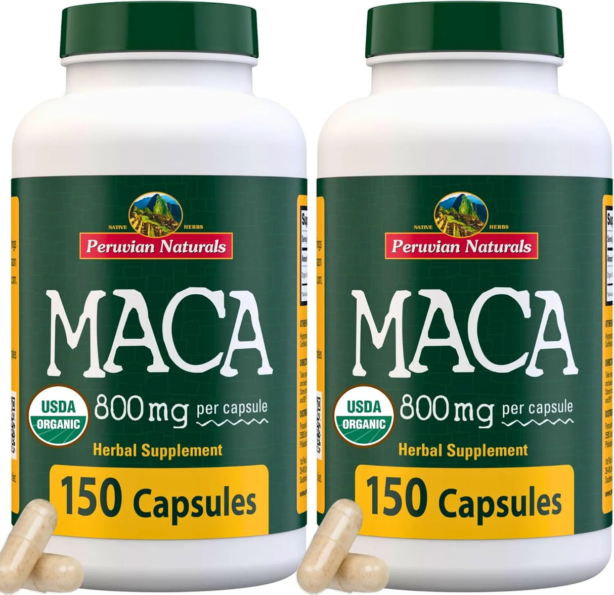 PERUVIAN NATURALS - Peruvian Naturals Organic Maca Root 800Mg. 150 Capsulas 2 Pack - The Red Vitamin MX - Suplementos Alimenticios - {{ shop.shopifyCountryName }}