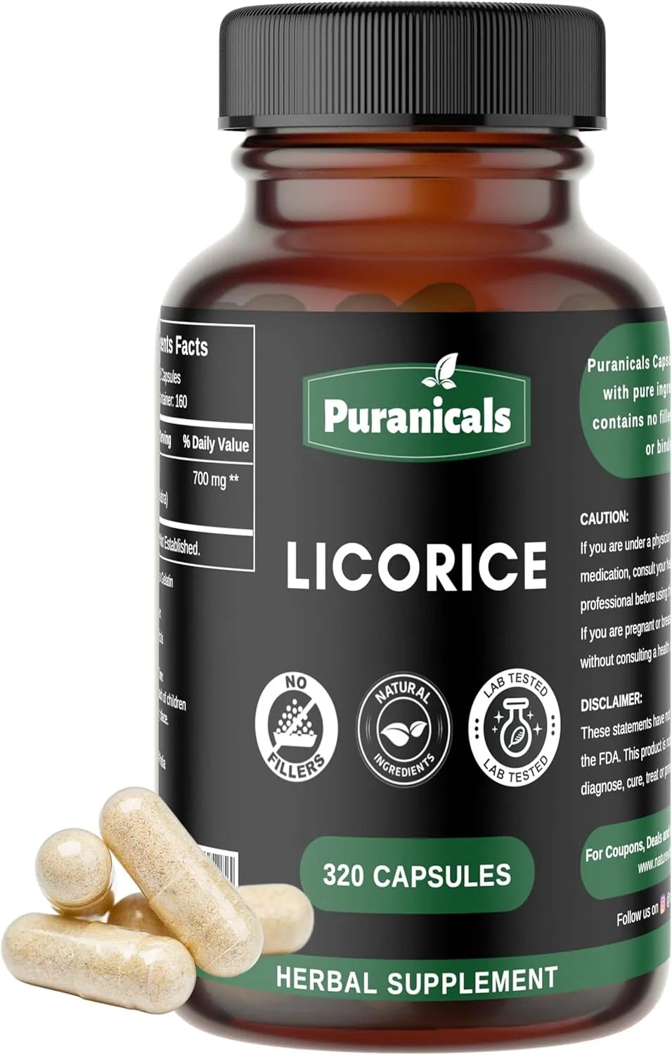 PURANICALS - Puranicals Licorice Premium 320 Capsulas - The Red Vitamin MX - Suplementos Alimenticios - {{ shop.shopifyCountryName }}