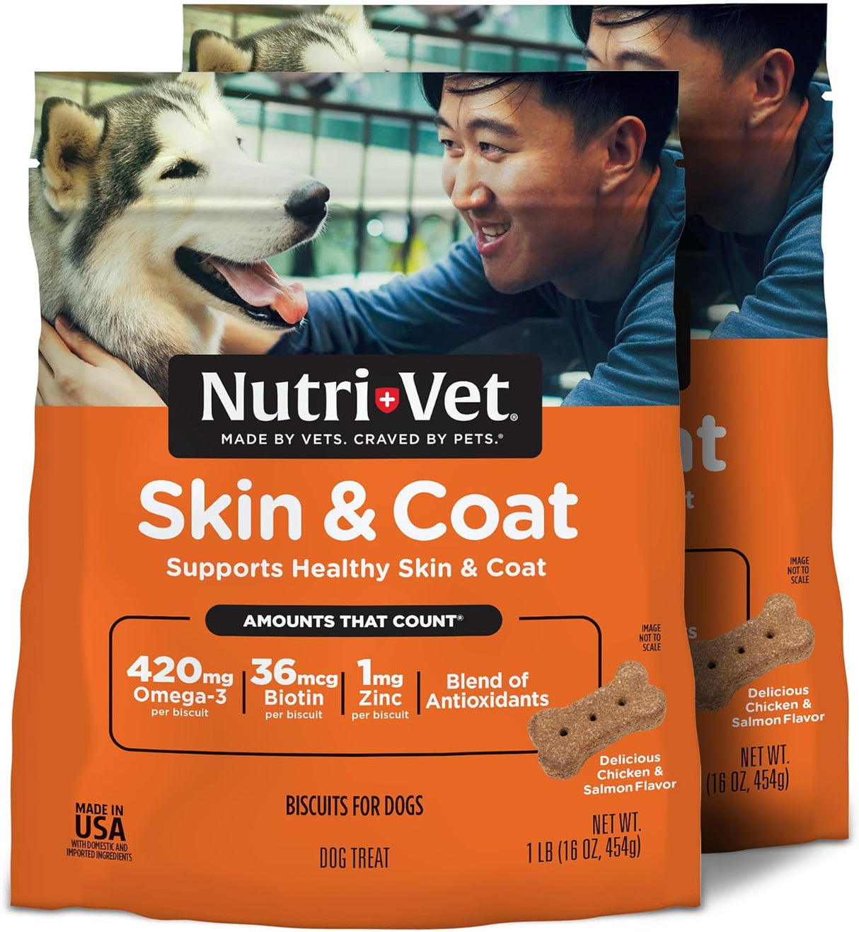 Nutri-Vet Skin & Coat Biscuits for Dogs 454Gr. 2 Pack