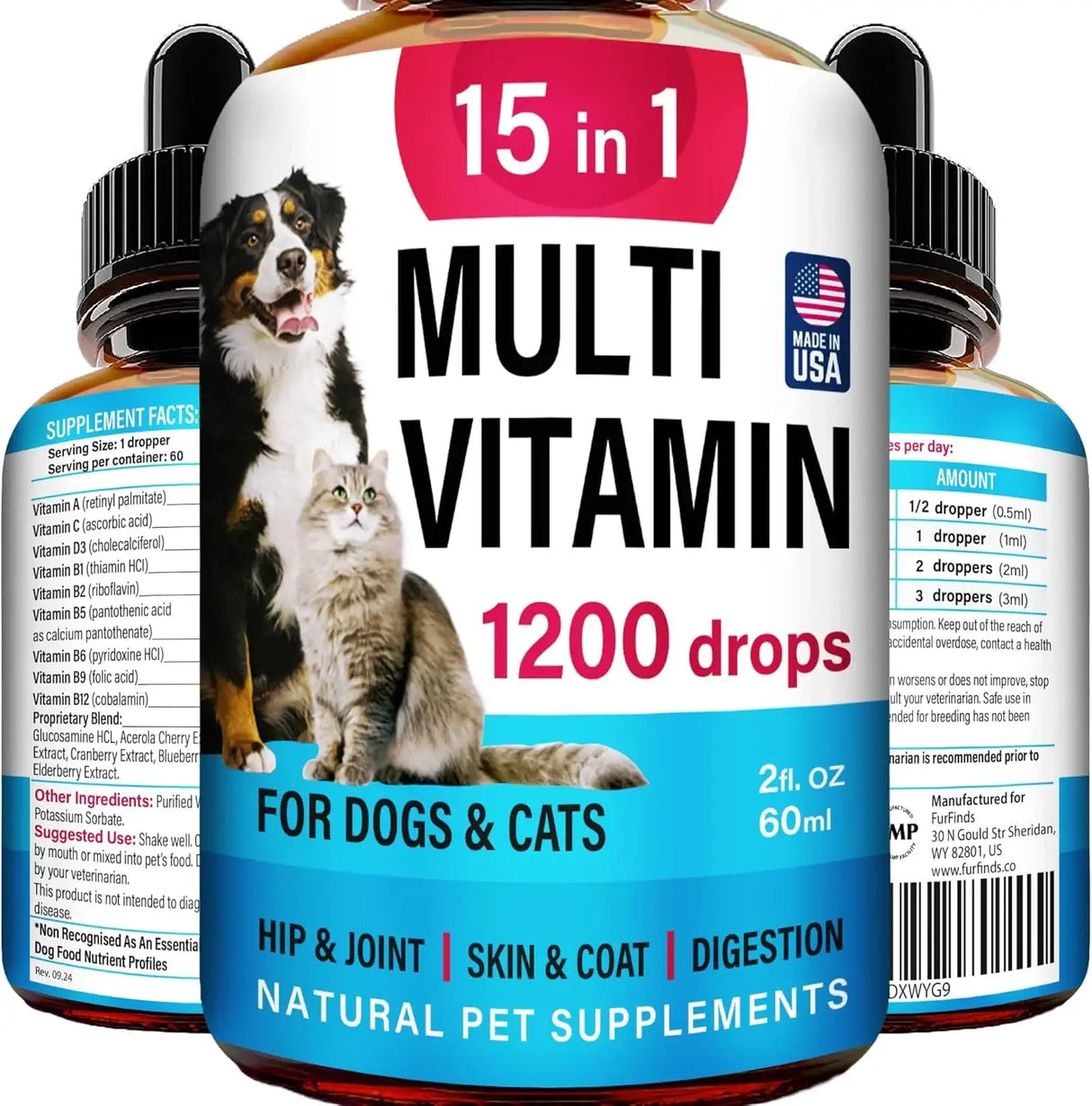FURFINDS - FurFinds Advanced 15-in-1 Multivitamin for Dogs & Cats 2 Fl.Oz. - The Red Vitamin MX - Multivitamínicos Para Perros - {{ shop.shopifyCountryName }}