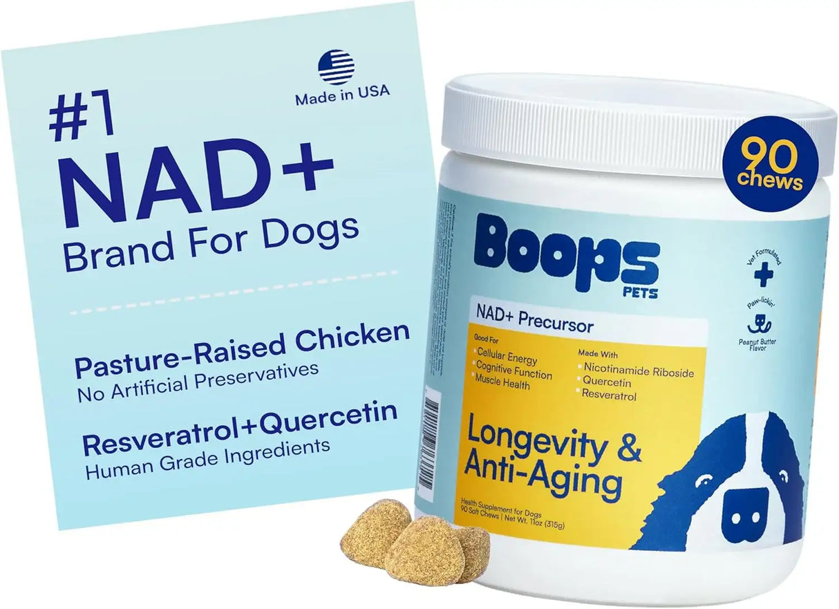 BOOPS PETS - Boops Pets NAD+ Precursor & Senior Dog Supplement 90 Masticables - The Red Vitamin MX - Suplementos Herbales Para Perros - {{ shop.shopifyCountryName }}