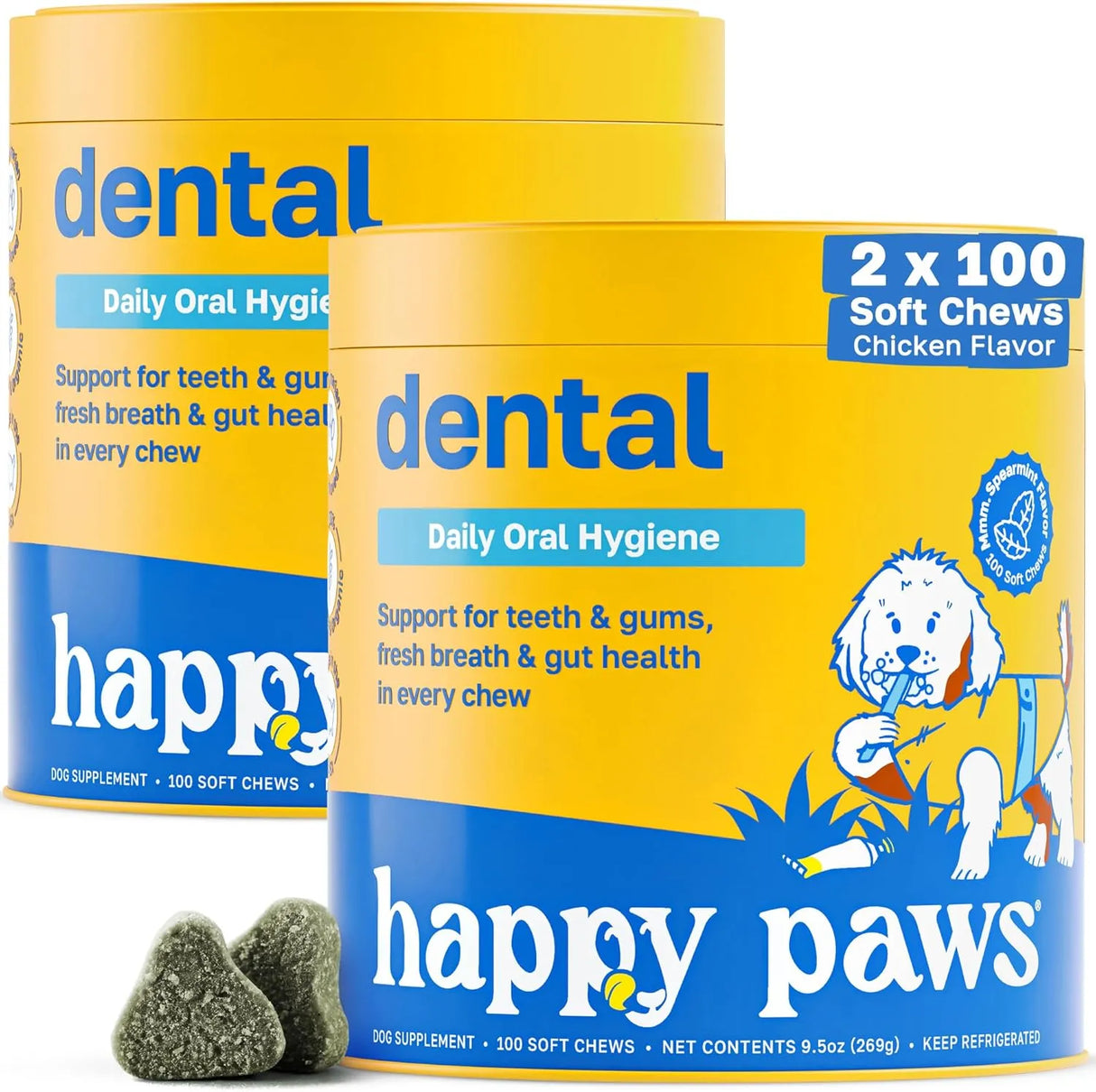HAPPY PAWS - Happy Paws Dental Chews for Dogs Spearmint Flavor 100 Masticables 2 Pack - The Red Vitamin MX - Cuidado Dental Para Perros - {{ shop.shopifyCountryName }}