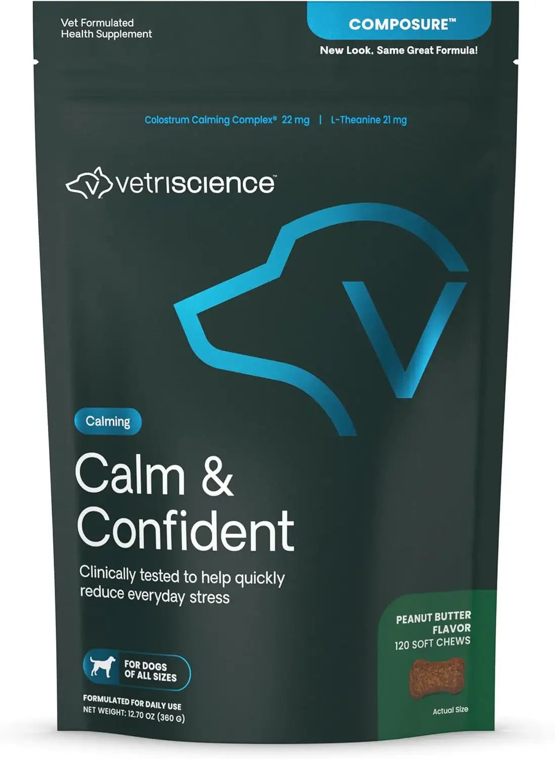 VETRISCIENCE - VetriScience Long Lasting Calm & Confident Calming Chews Peanut Butter 120 Masticables - The Red Vitamin MX - Relajantes Para Perros - {{ shop.shopifyCountryName }}