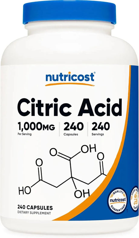 NUTRICOST - Nutricost Citric Acid 1000Mg. 240 Capsulas - The Red Vitamin MX - Suplementos Alimenticios - {{ shop.shopifyCountryName }}