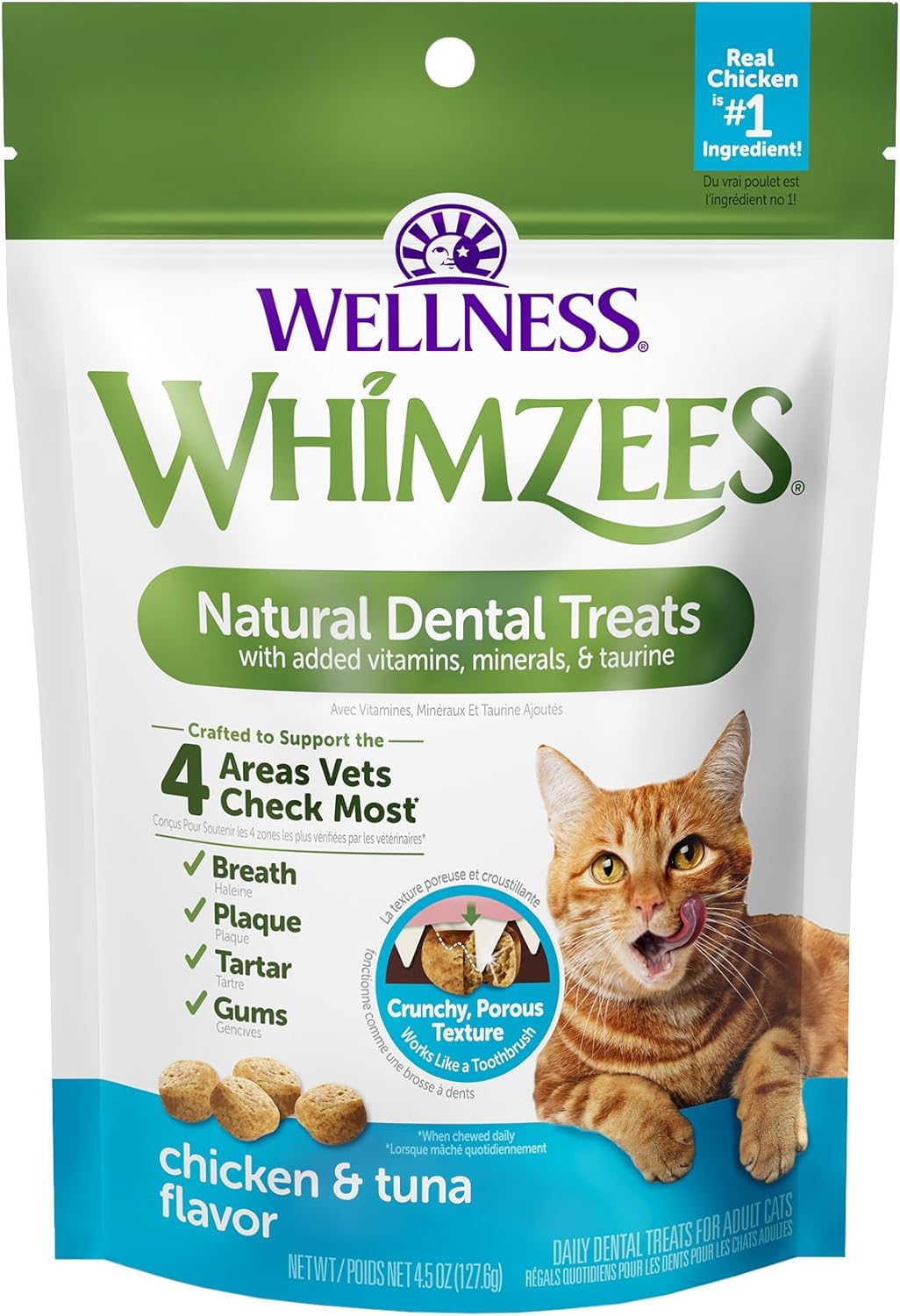 WHIMZEES Wellness Cat Dental Treats Natural Chews Chicken and Tuna Flavor 127Gr.