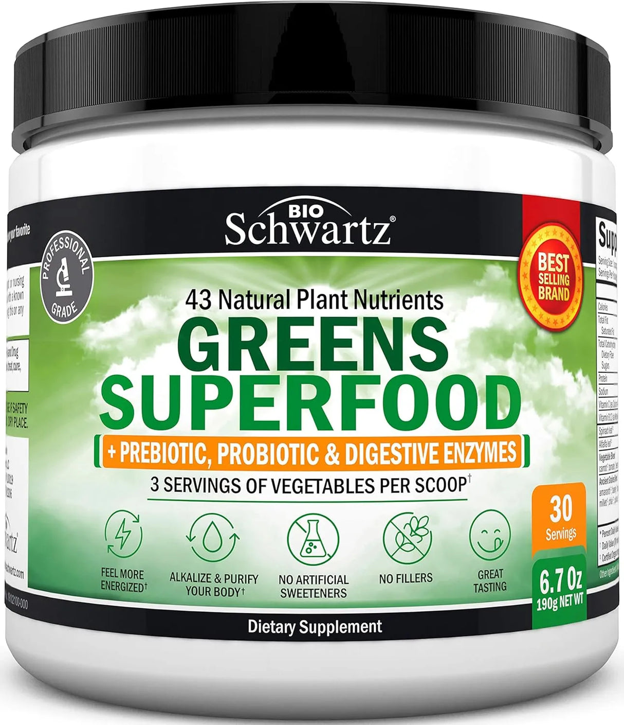 BIO SCHWARTZ - BioSchwartz Super Greens Powder 30 Servicios 190Gr. - The Red Vitamin MX - Suplementos Alimenticios - {{ shop.shopifyCountryName }}