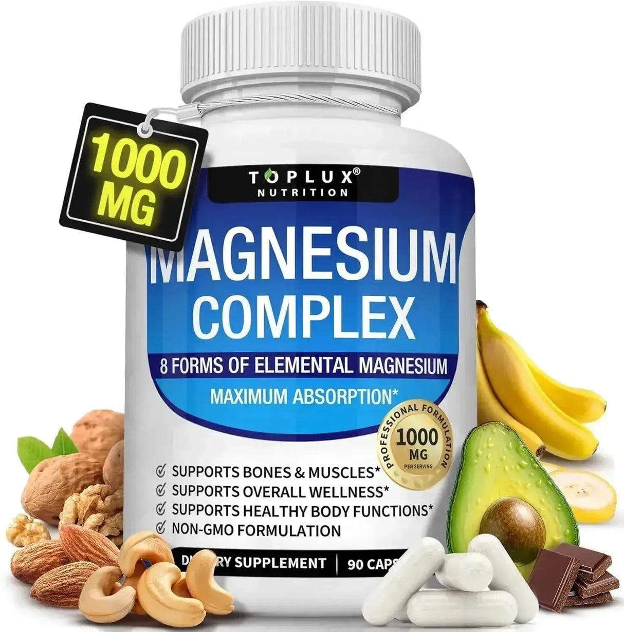 TOPLUX - Toplux Magnesium Complex 1000Mg. 90 Capsulas - The Red Vitamin MX - Suplementos Alimenticios - {{ shop.shopifyCountryName }}