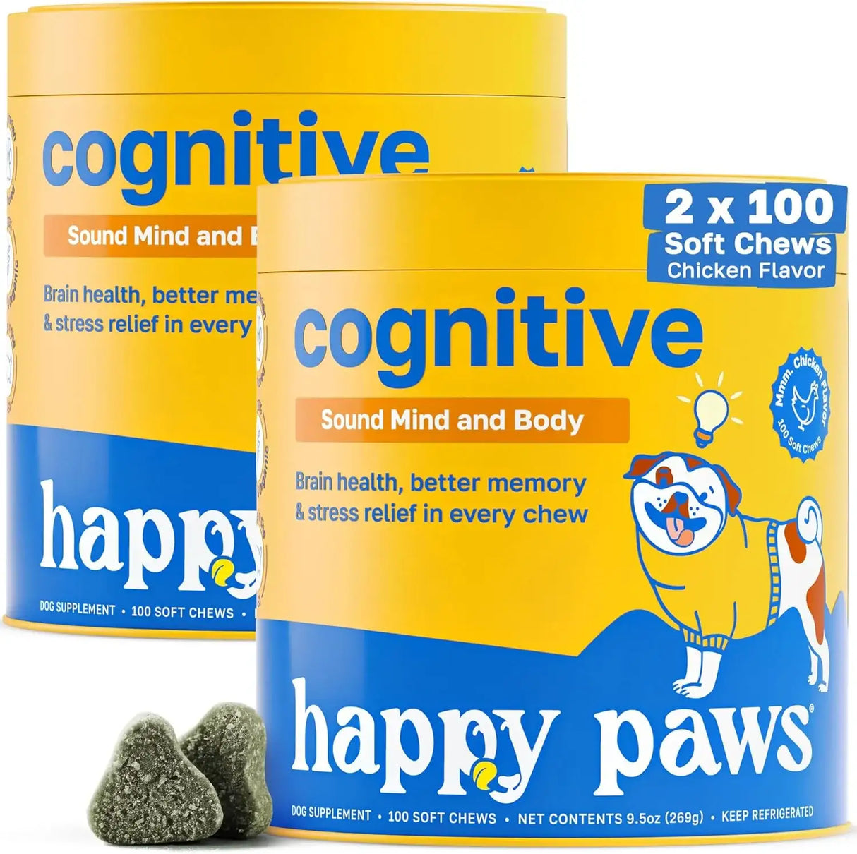 HAPPY PAWS - Happy Paws Cognitive Supplement for Dogs 100 Masticables 2 Pack - The Red Vitamin MX - Multivitamínicos Para Perros - {{ shop.shopifyCountryName }}