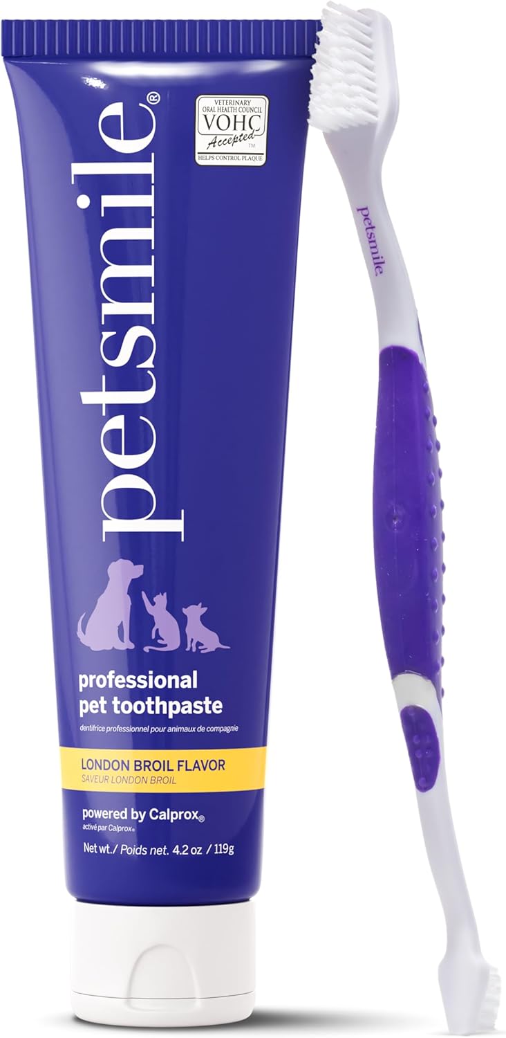 Petsmile Professional Pet Teeth Brushing Kit for Cats & Dogs London Broil 4.2 Oz