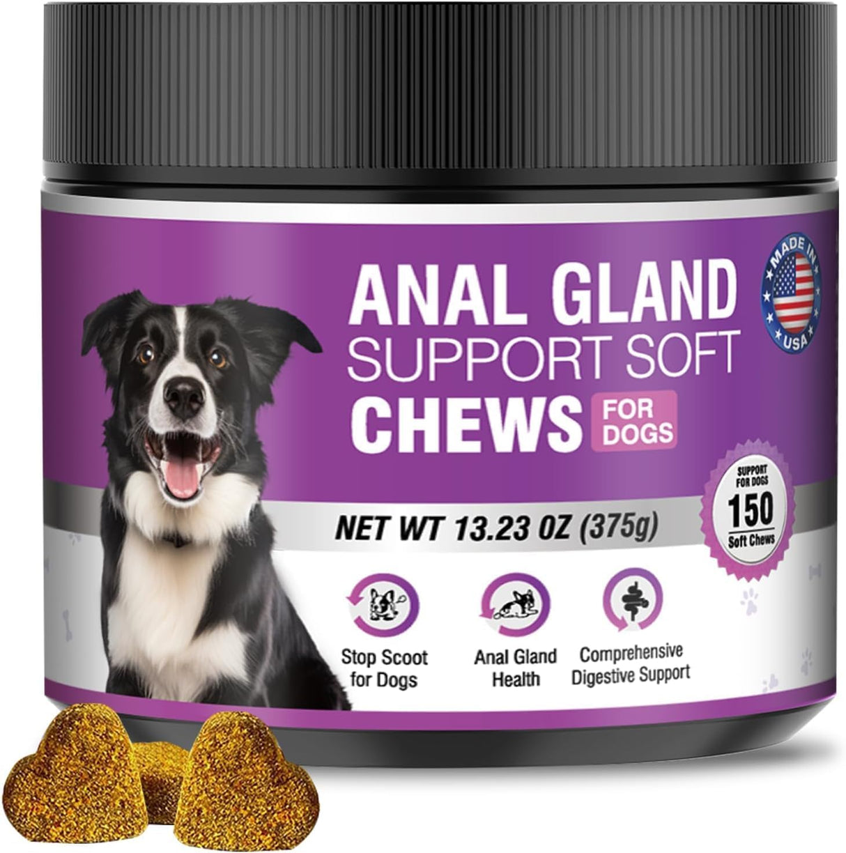 TTIXRL Dog Anal Gland Soft Chews Chicken Flavor 150 Masticables