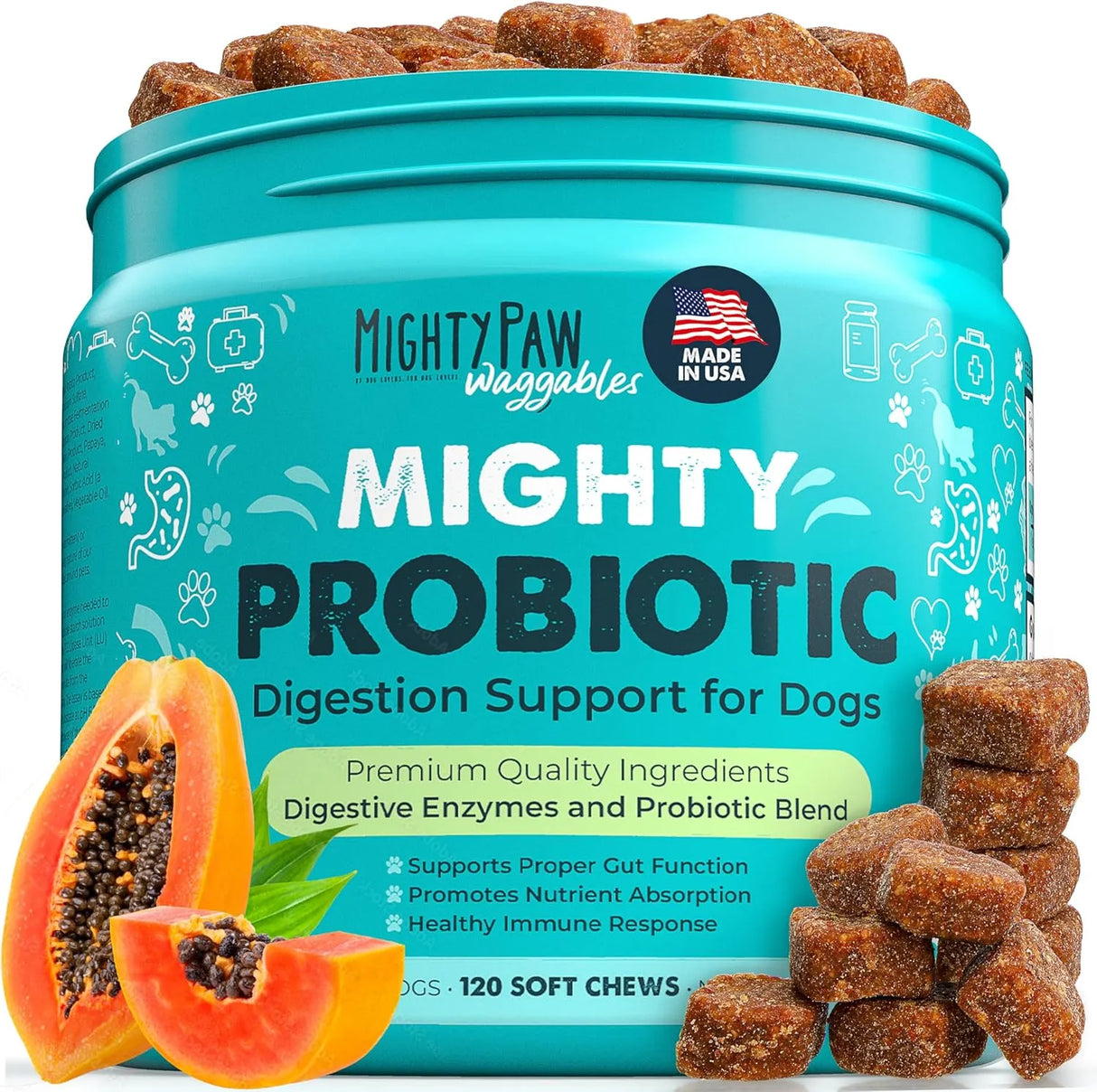 MIGHTY PAW - Mighty Paw Waggables Probiotic Chews for Dogs 120 Masticables - The Red Vitamin MX - Probióticos Para Perros - {{ shop.shopifyCountryName }}