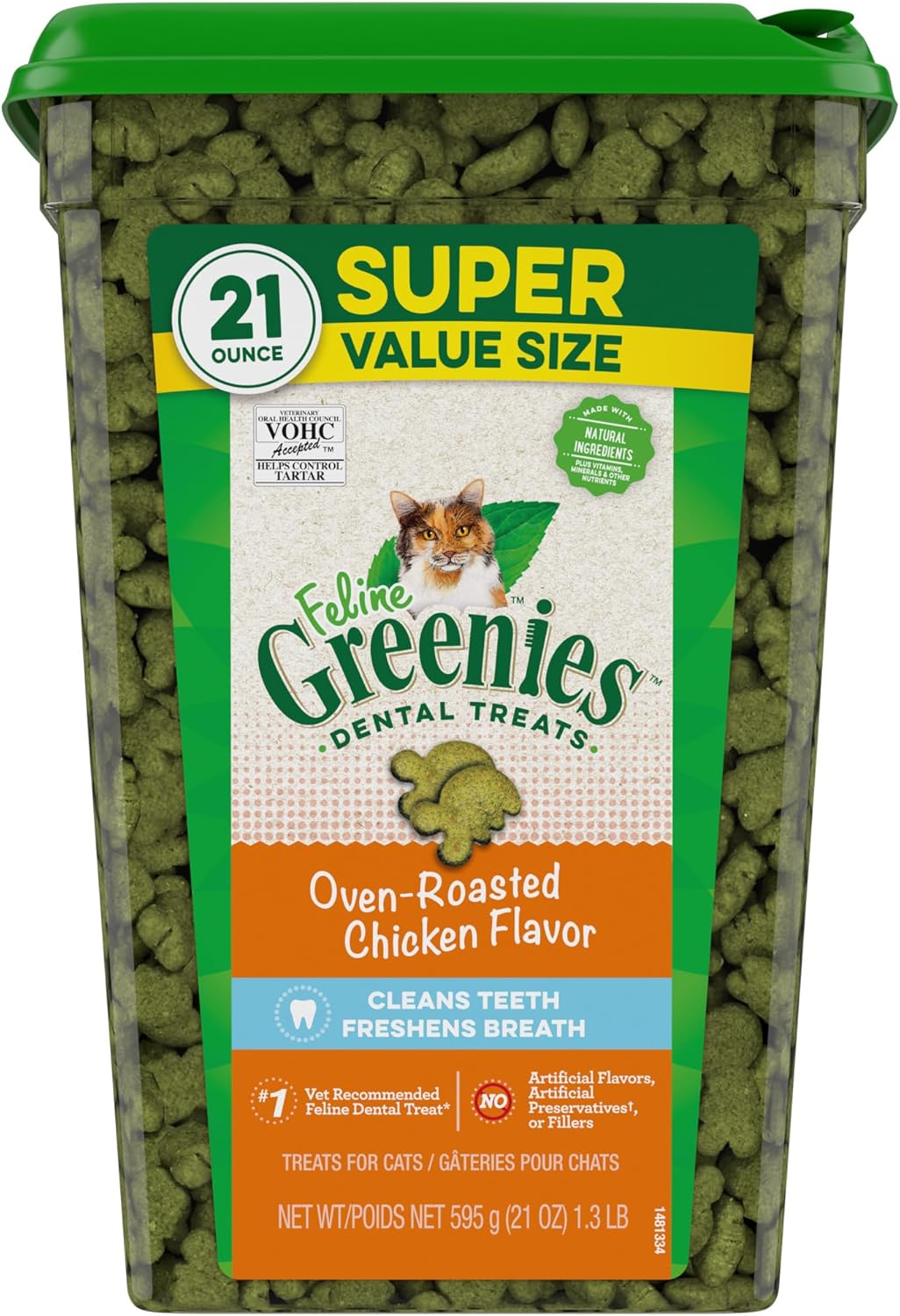 Greenies Feline Adult Dental Cat Treats Oven Roasted Chicken Flavor 595Gr.