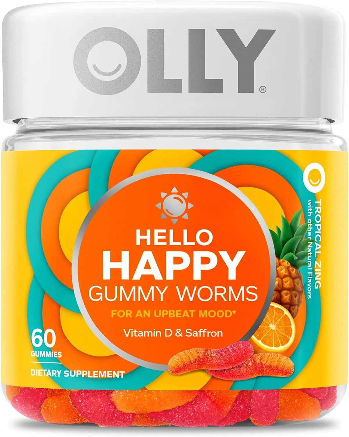 OLLY - OLLY Hello Happy Gummy Worms Vitamin D & Saffron 60 Gomitas - The Red Vitamin MX - Suplementos Alimenticios - {{ shop.shopifyCountryName }}