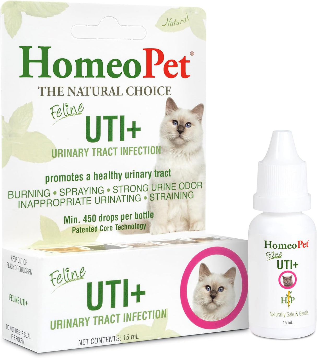 HomeoPet Feline UTI Plus Safe and Natural Urinary Tract Supplement for Cats 15Ml.